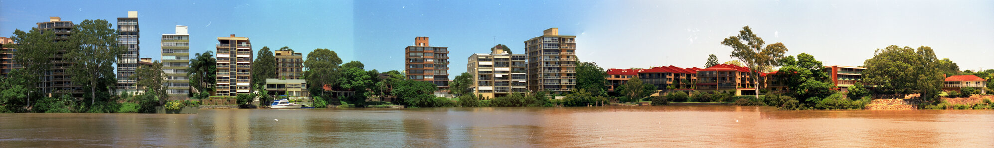 Riverfront properties in St Lucia between Glen Road to Sandford Street viewed from Orleigh Park - 1999