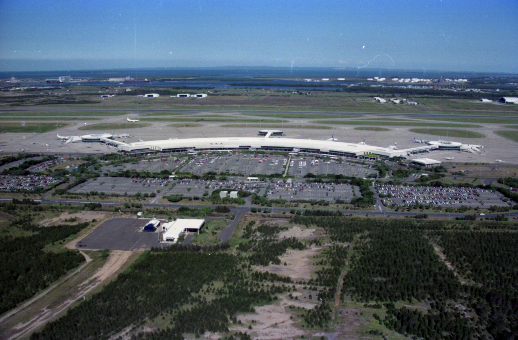 Aerial view of Brisbane International Airport - 1991