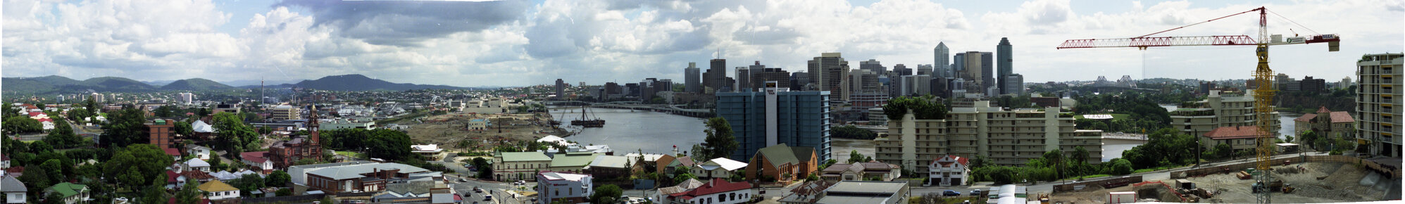 Panorama of South Brisbane and South Bank Parklands looking northwest - 1991