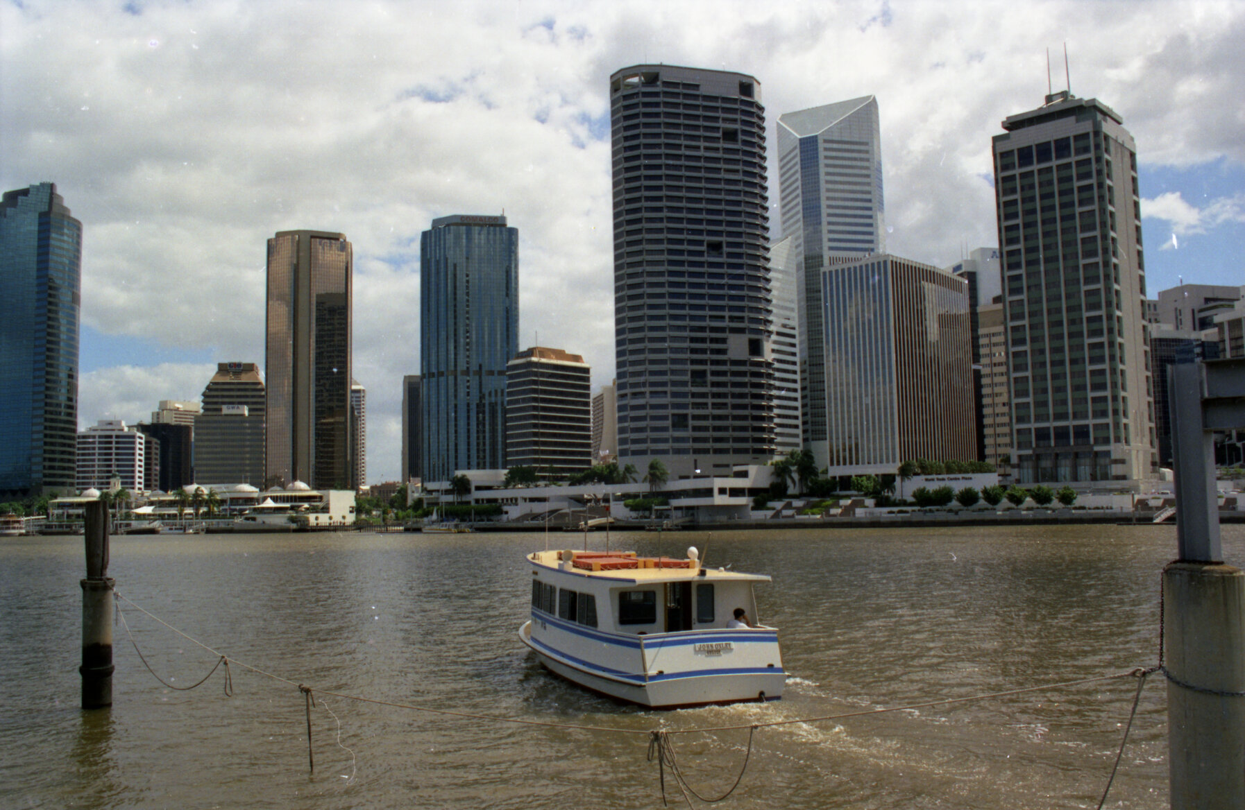 View of City across Brisbane River from Holman Street Ferry Terminal, Kangaroo Point - 1995