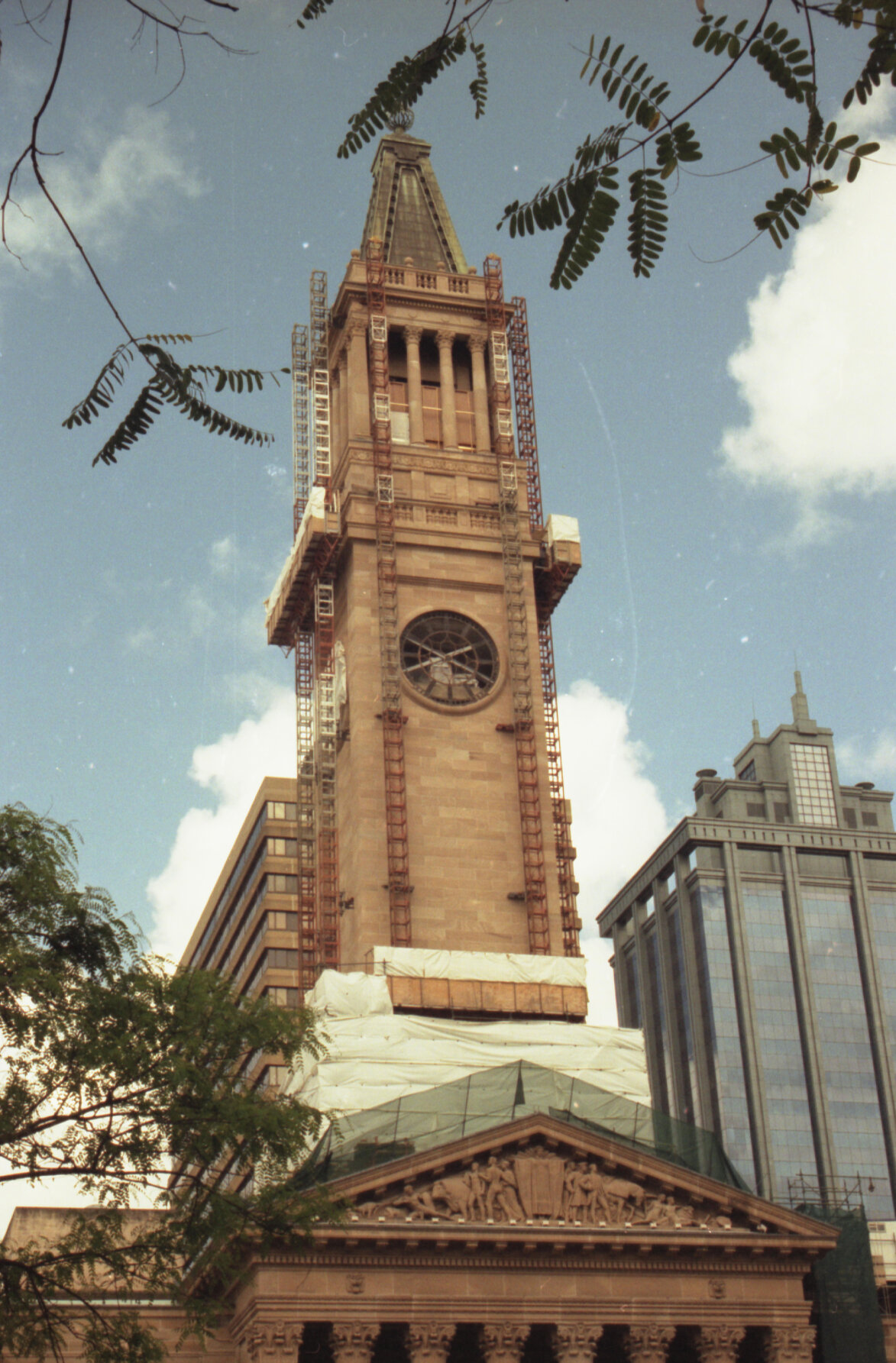 Restoration works on City Hall clock tower, Brisbane City - 1999