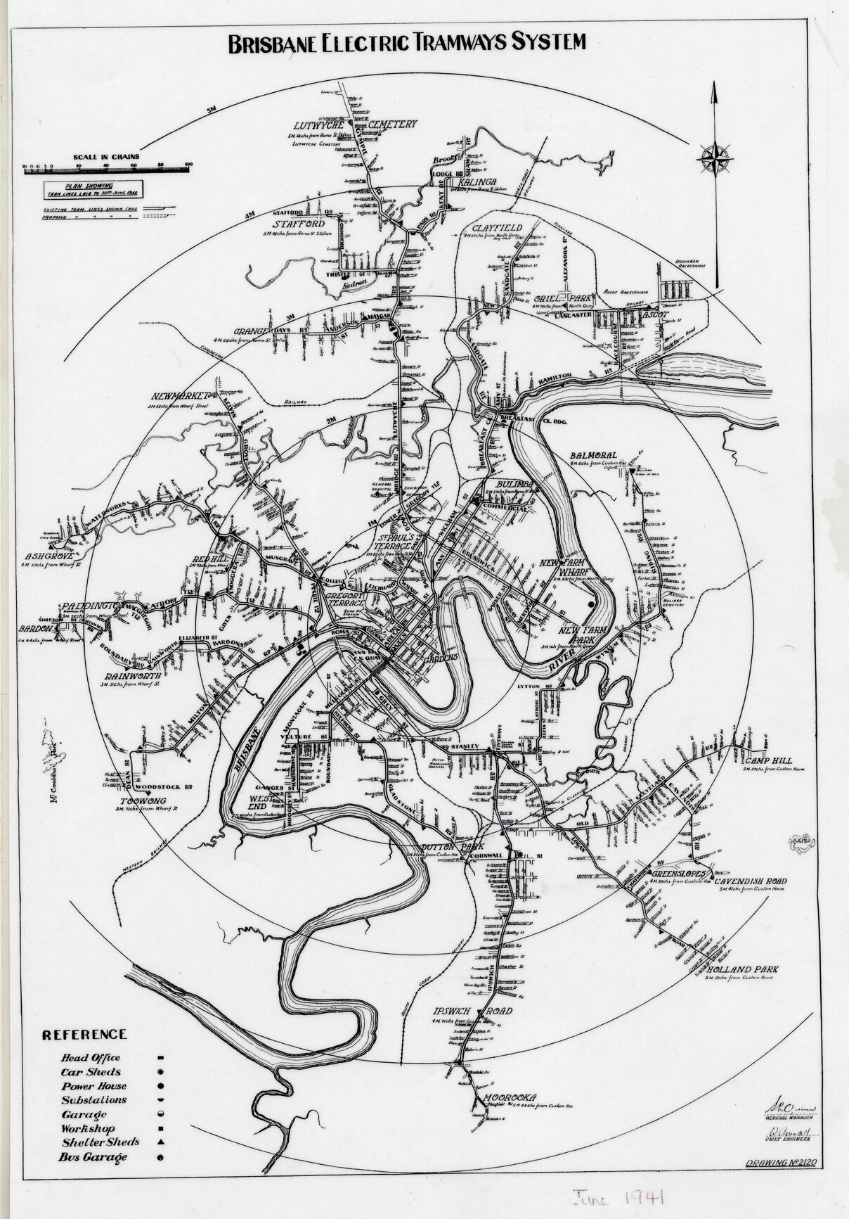 Brisbane Tramways Route Map 1941