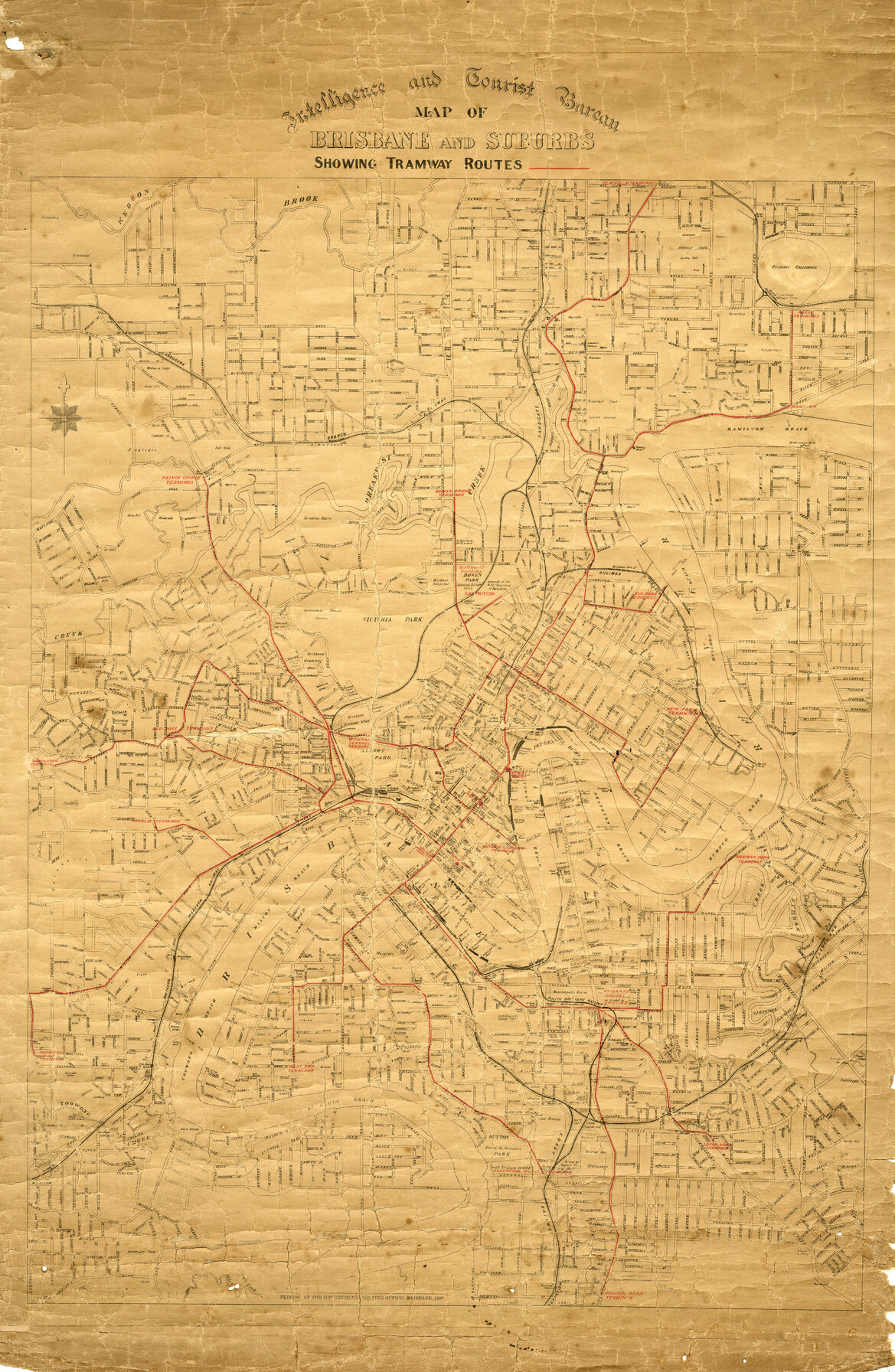 Brisbane Tramways Route Map 1907