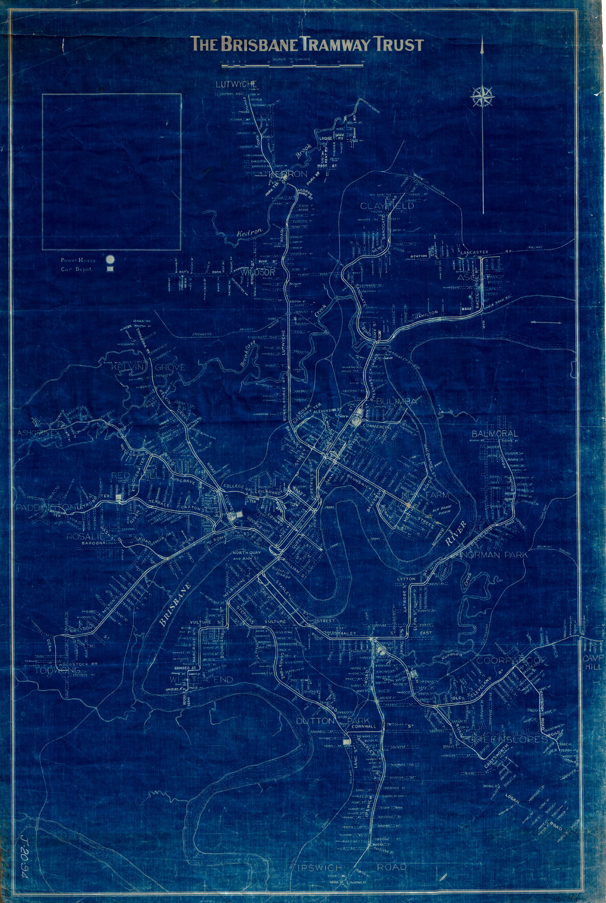Brisbane Tramways Route Map 1925