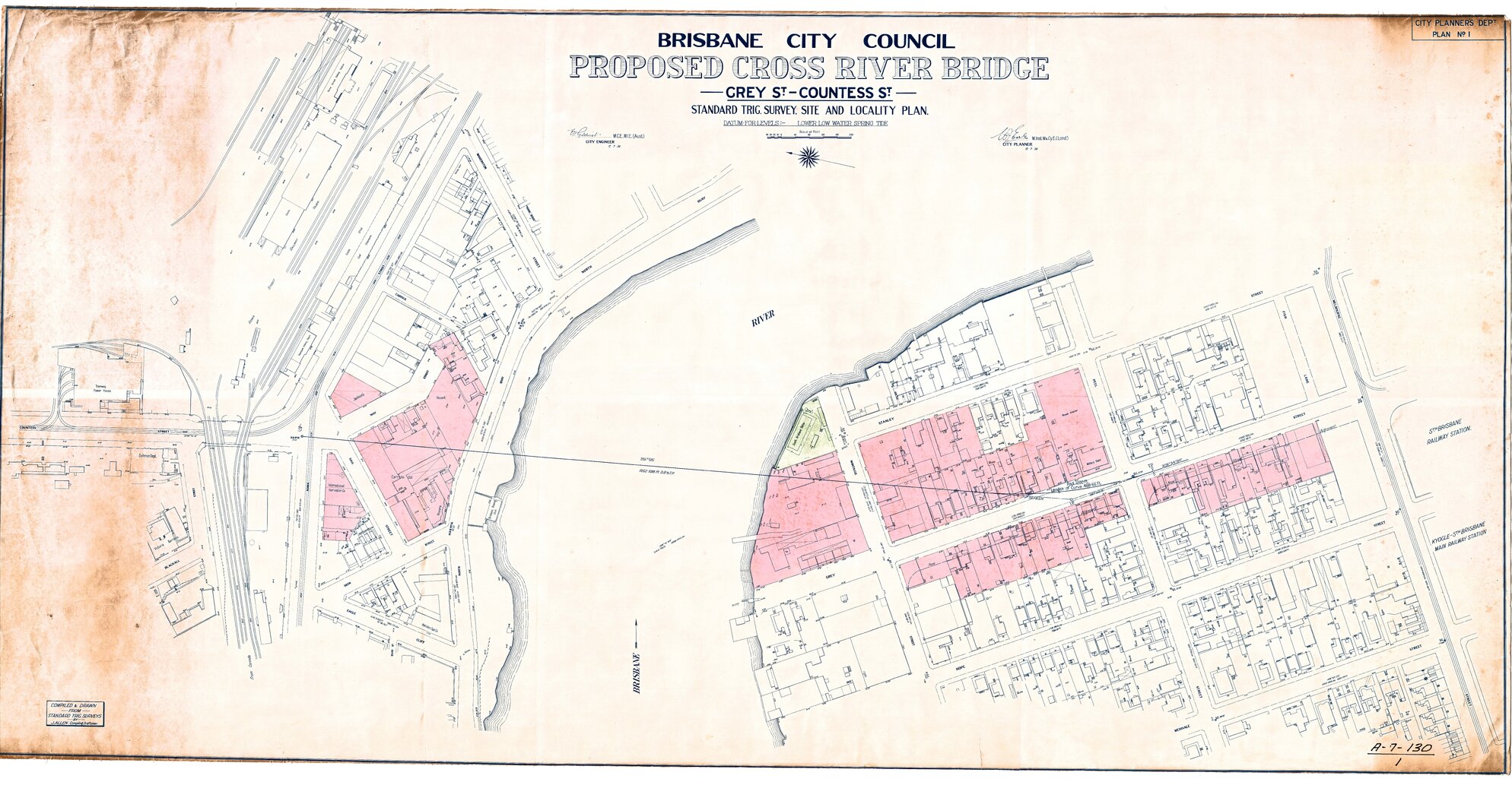 William Jolly Bridge - original site plan and road widenings 1926