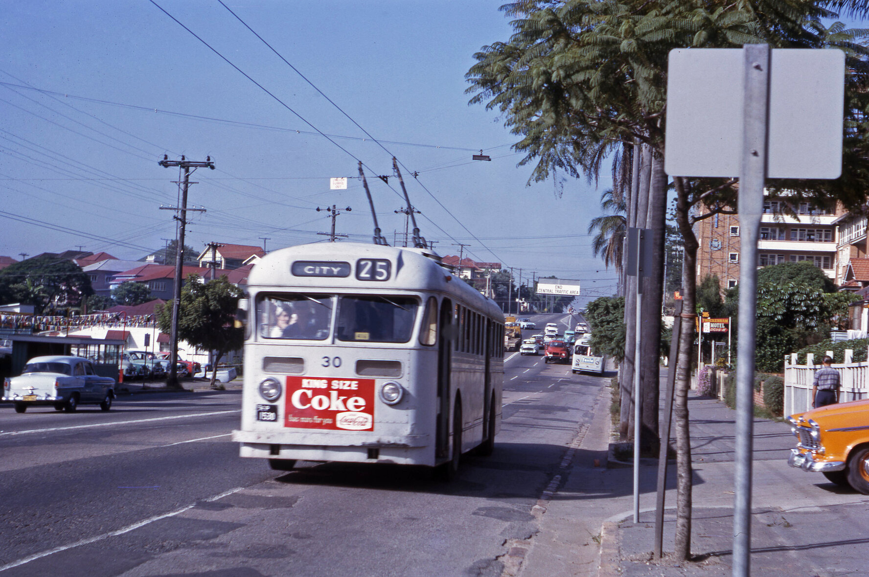 Trolley bus No. 30 on Main Street, Kangaroo Point - 1964