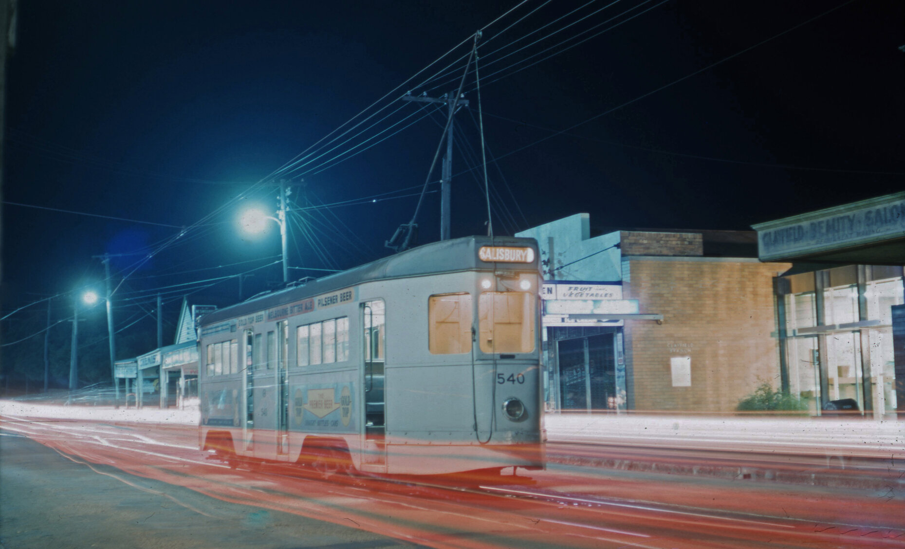 FM tram No. 540 on Sandgate Road, Clayfield - 1964
