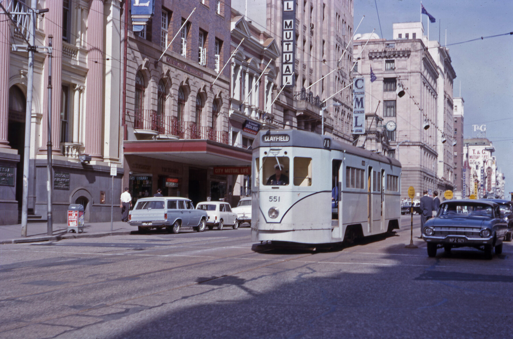 Phoenix tram No. 551 in Queen Street - 1964