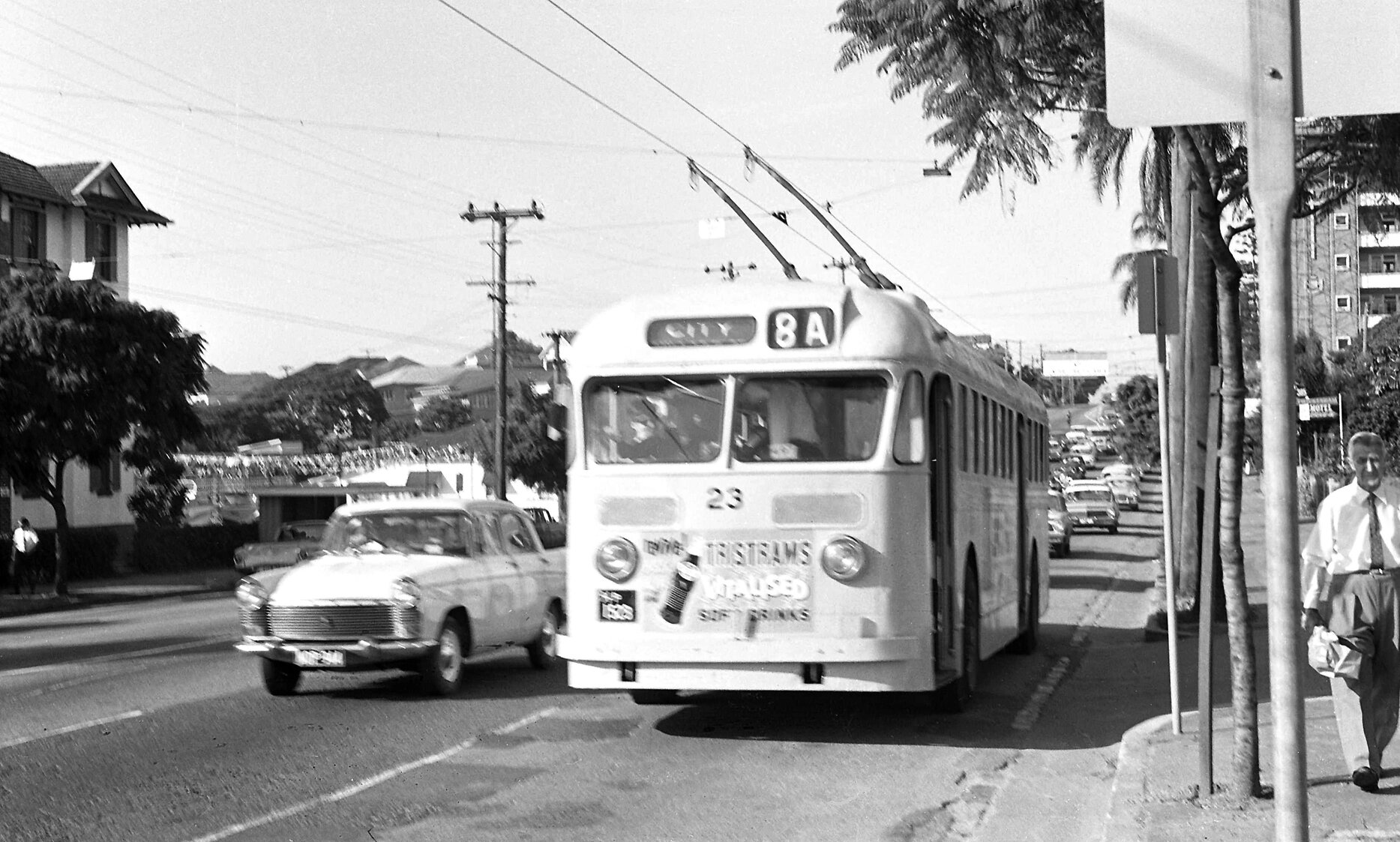 Trolley bus No. 23 on Main Street, Kangaroo Point - 1964