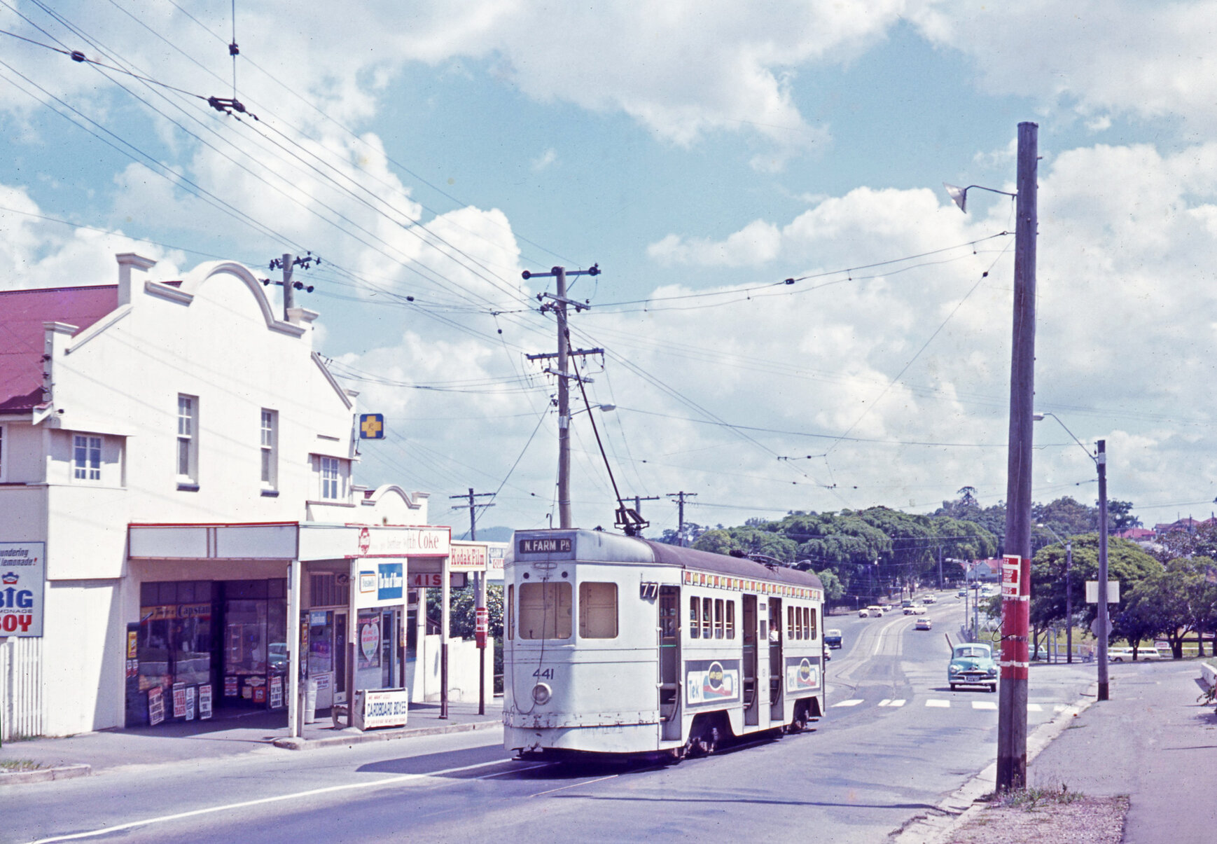 Tram No. 441 at Gladstone Road terminus, Dutton Park - 1968