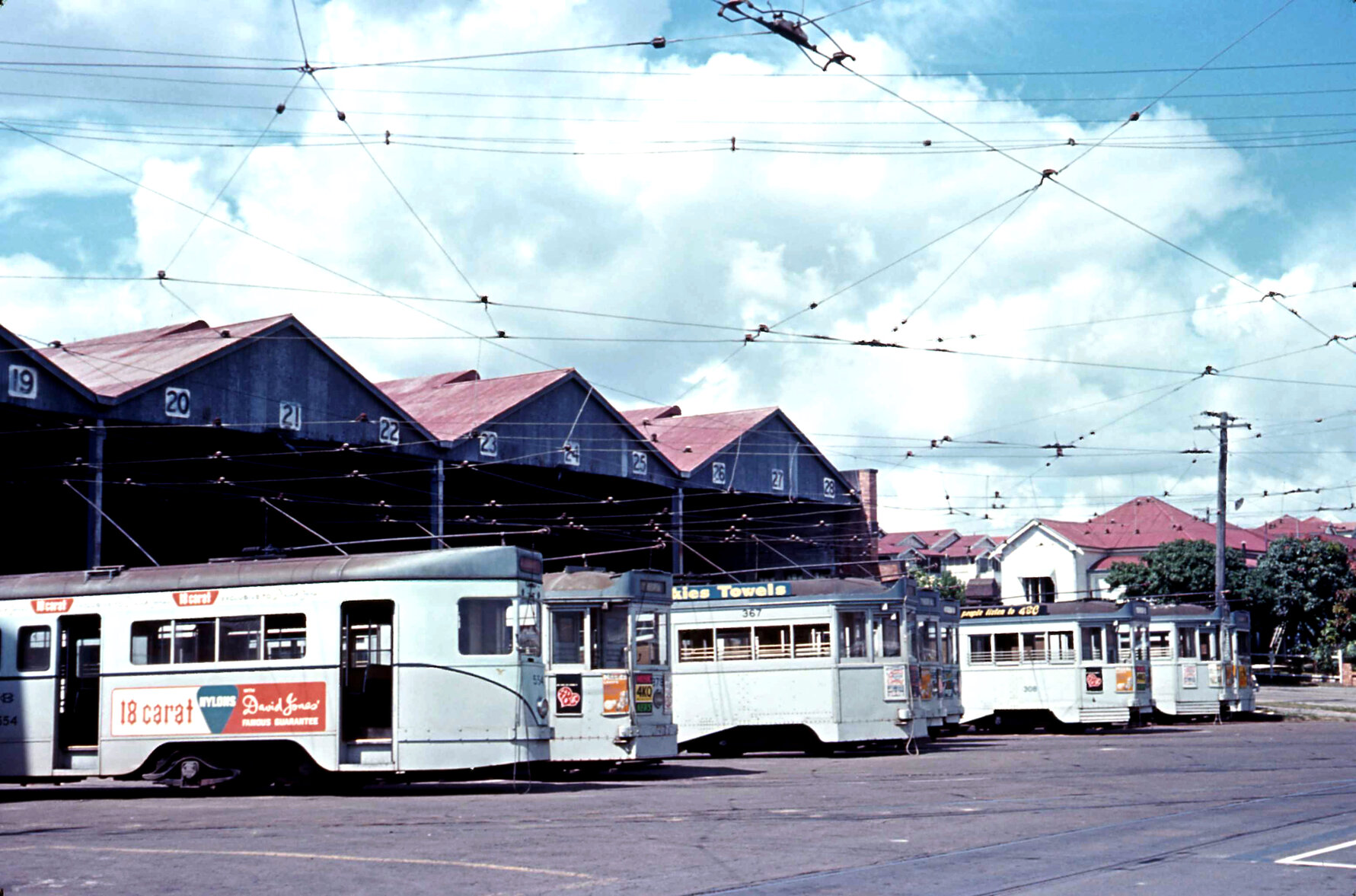 Trams at Annerley Depot, Ipswich Road - 1968