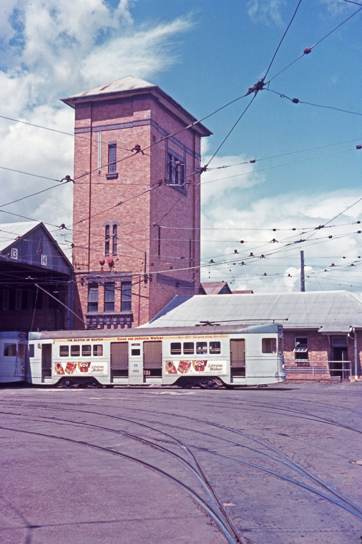 Drop centre tram No. 460 at Ipswich Road Depot, Annerley - 1968
