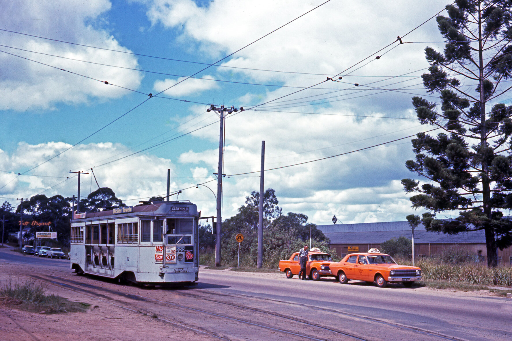 Drop centre tram No. 322 at Salisbury Terminus, Evans Road - 1968