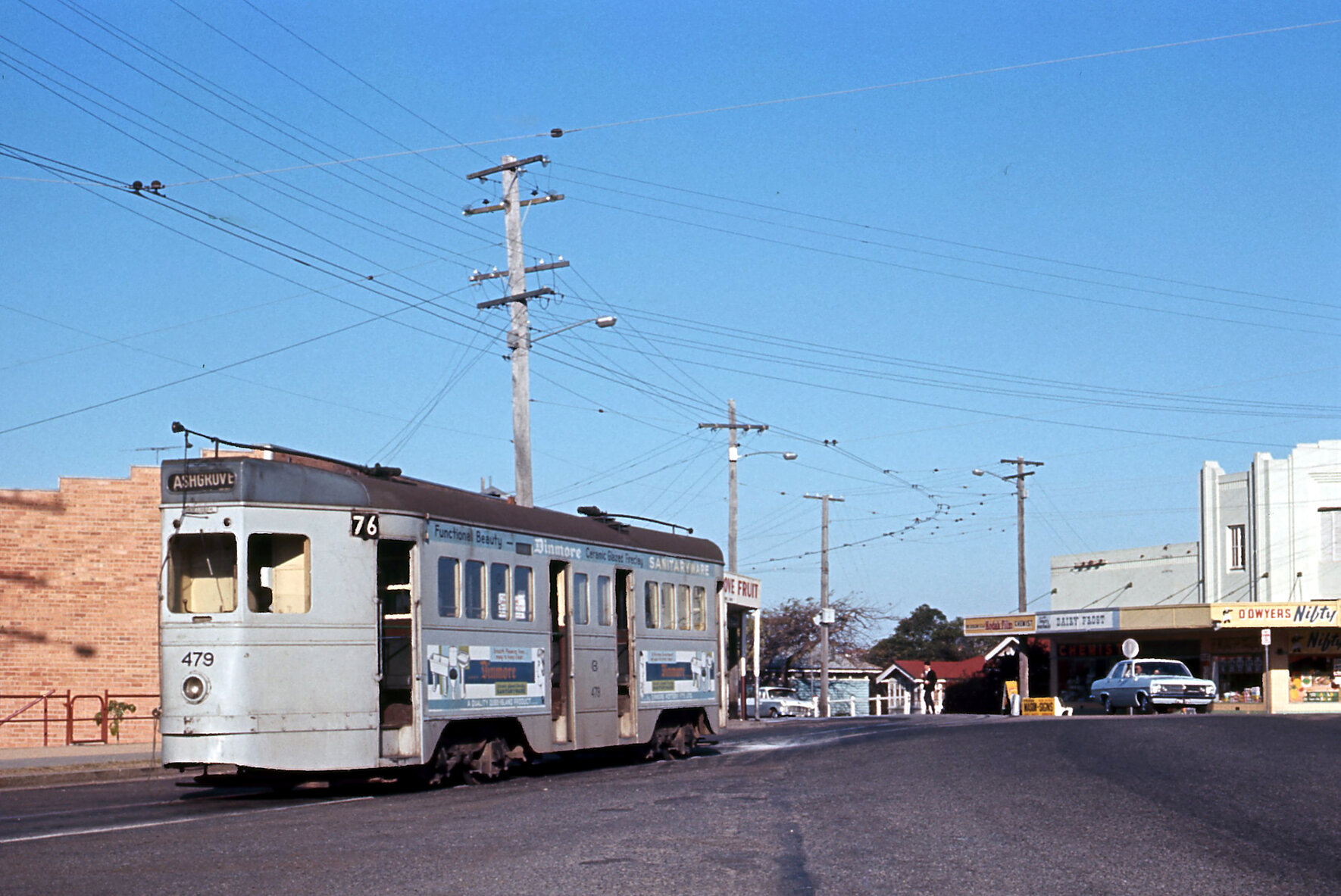 Tram No. 479 on Waterworks Road, Ashgrove - 1968