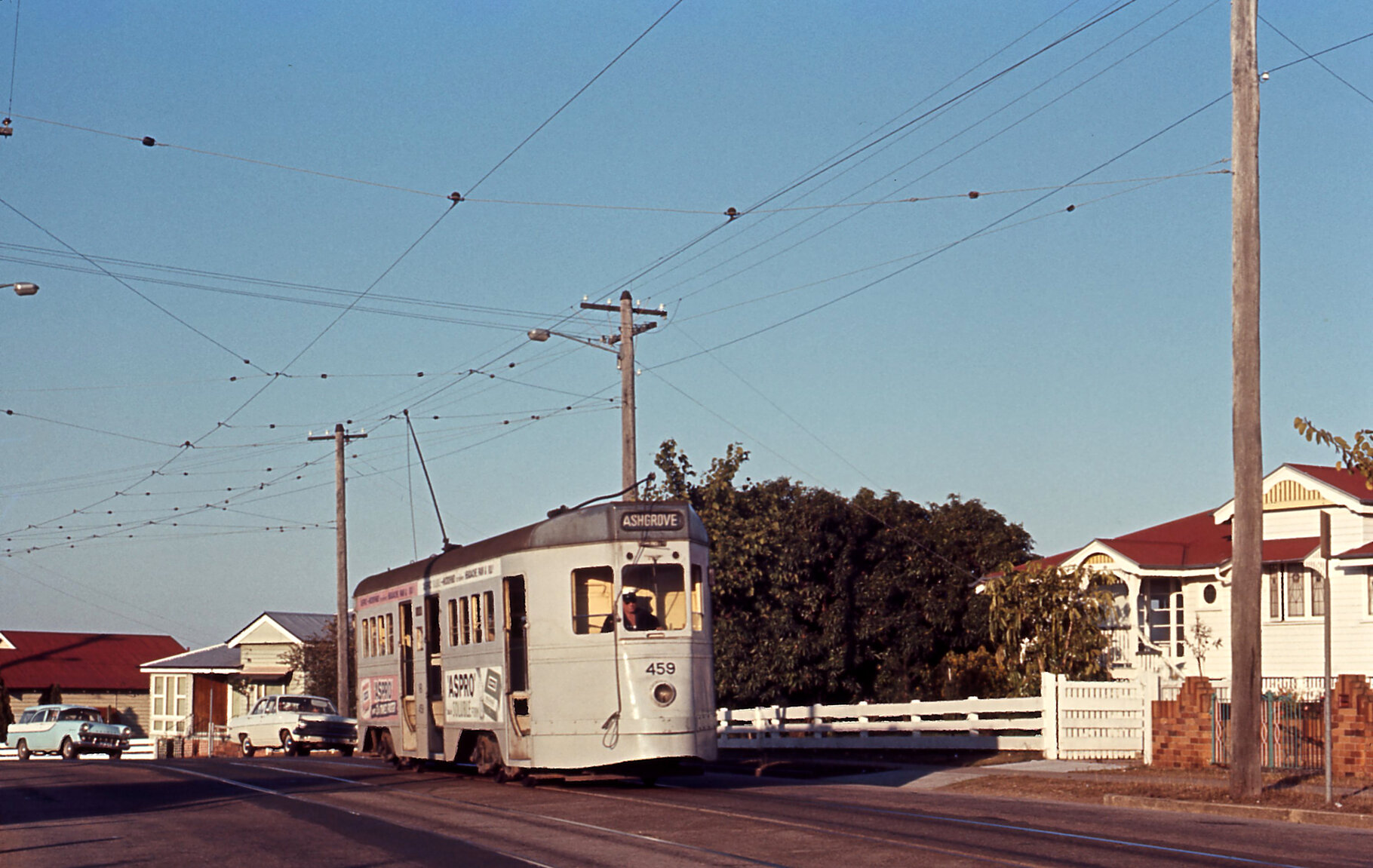 Tram No. 459 on Waterworks Road, Ashgrove - 1968