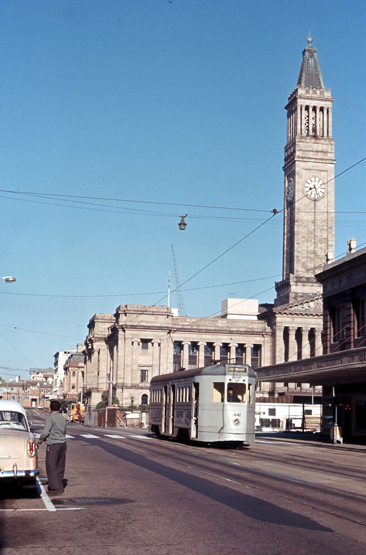 Tram No. 441 near City Hall on Adelaide Street, 1968