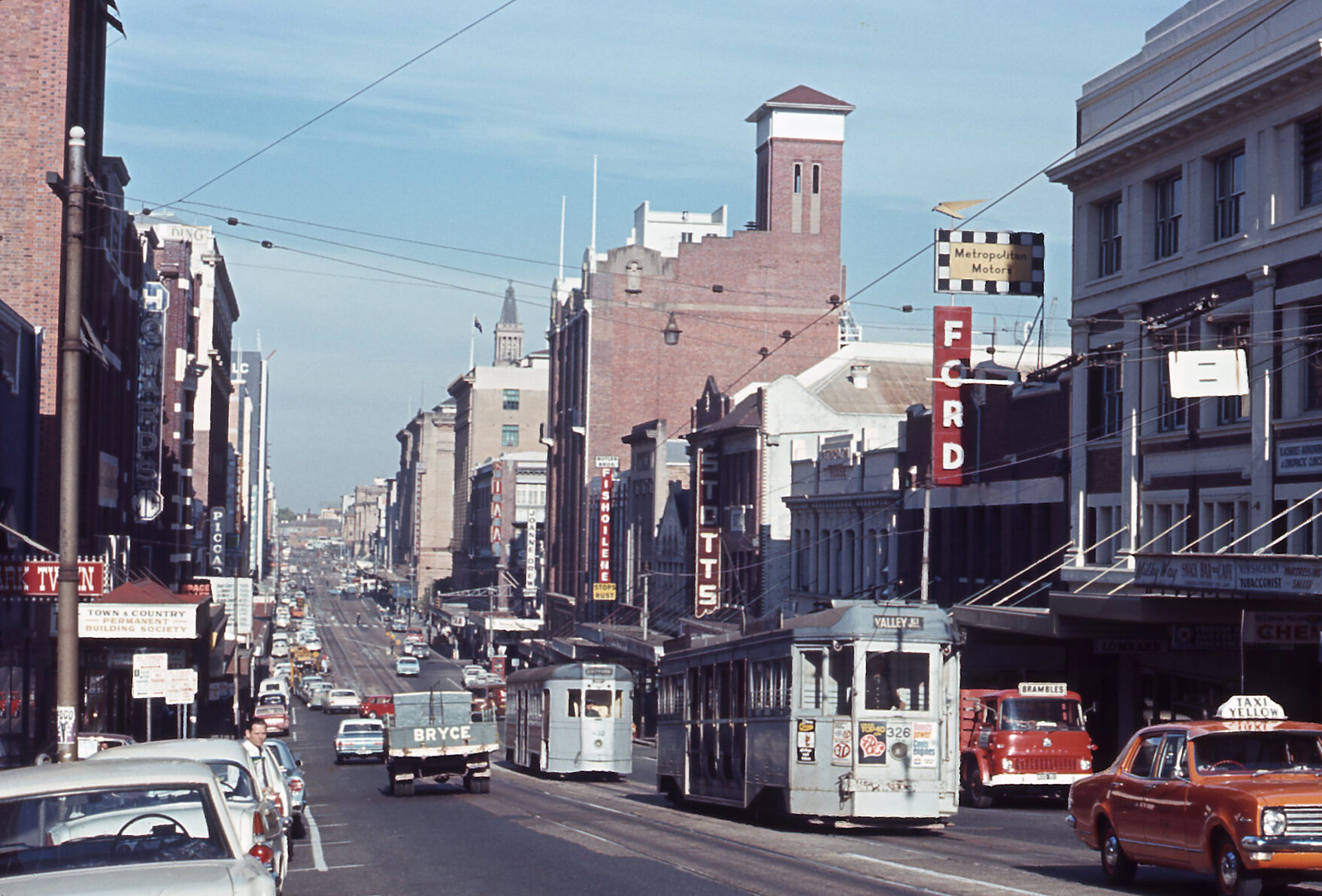 Trams No. 326 and No. 432 on Adelaide Street - 1968