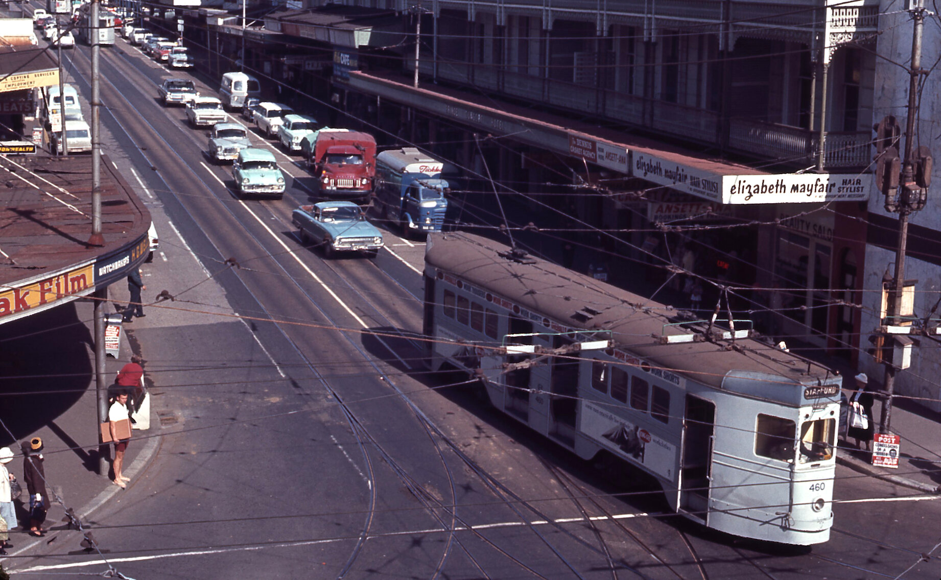 Tram No. 460 at corner of Brunswick Street and Wickham Street, Fortitude Valley - 1968