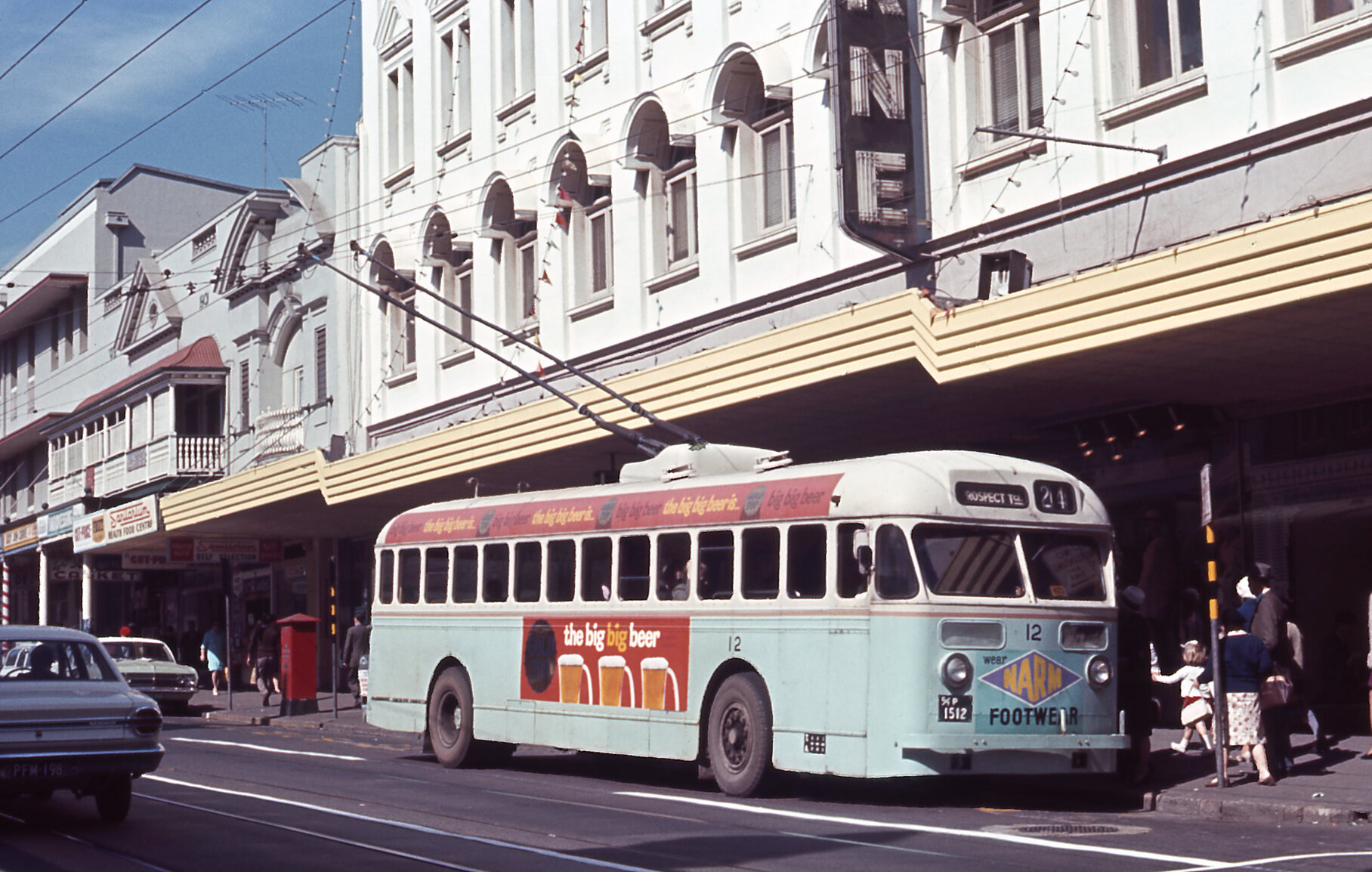 Trolley bus No. 12 in Brunswick Street, Fortitude Valley - 1968
