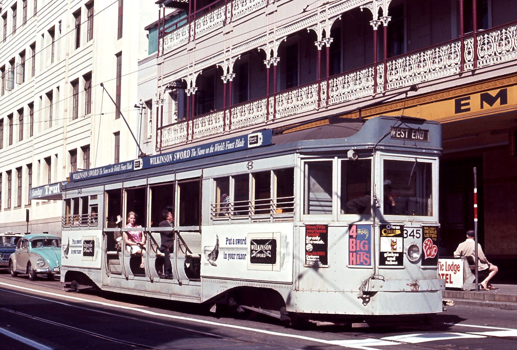 Tram No. 345 outside Empire Hotel on Brunswick Street, Fortitude Valley - 1968