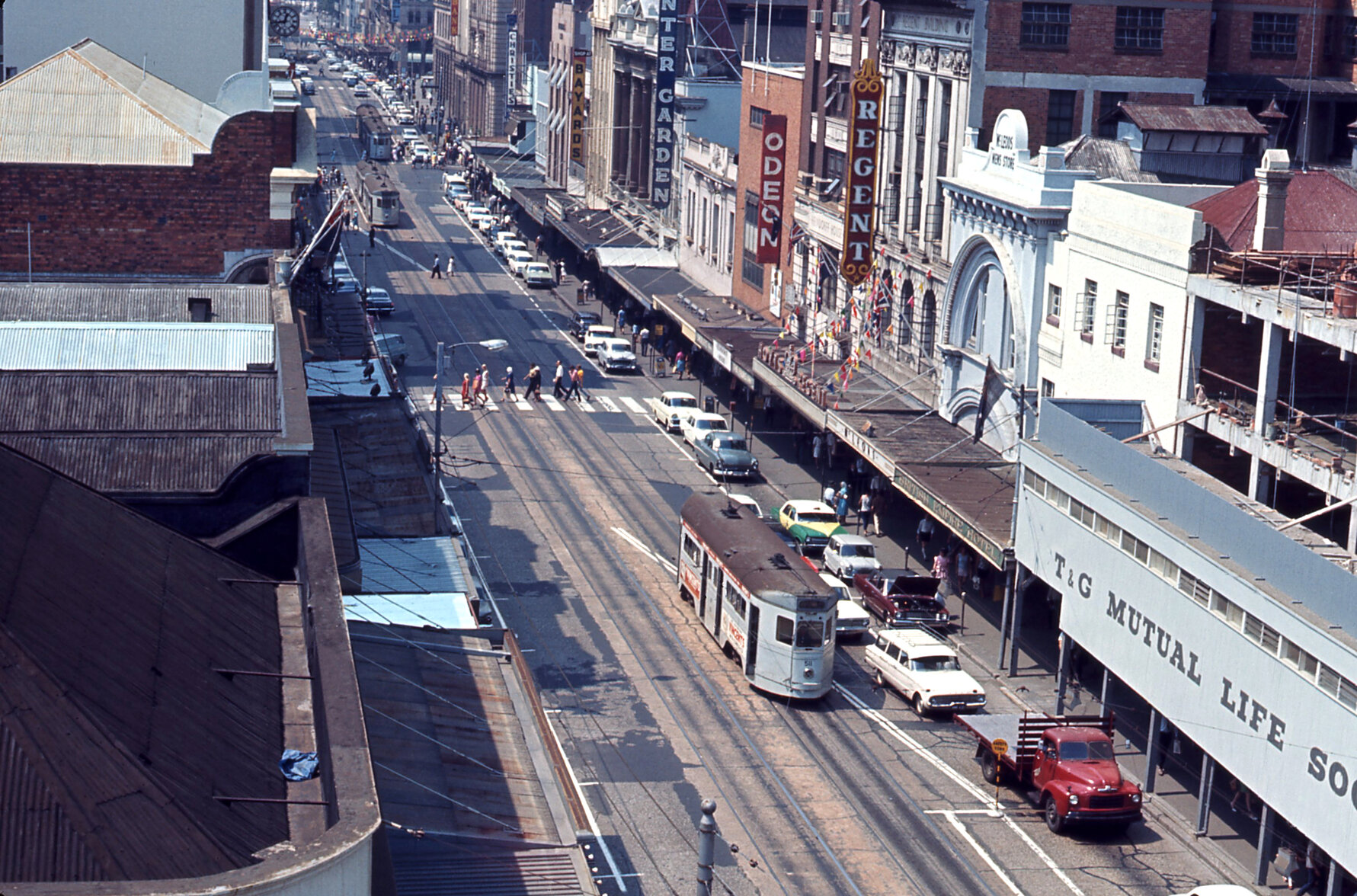 Tram No. 511 on Queen Street, Brisbane City - 1968