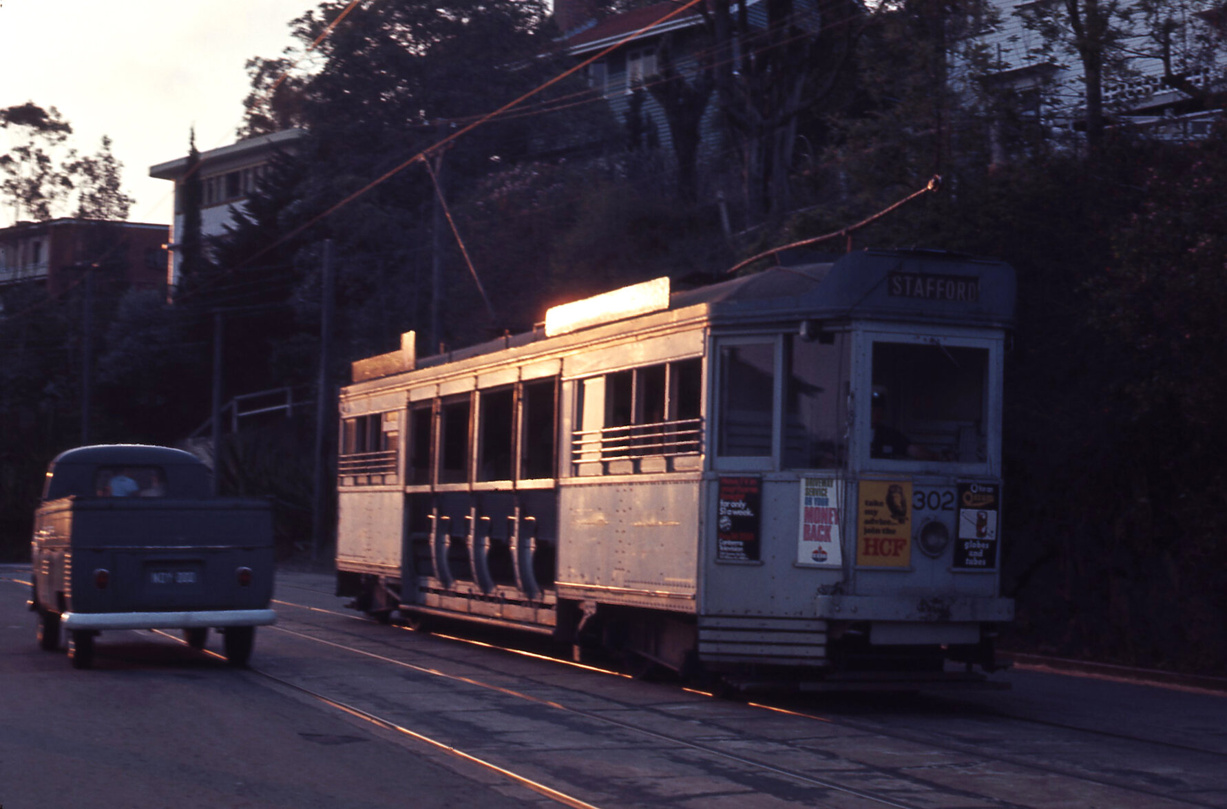 Tram No. 302 at corner of Latrobe Terrace and Reading Street, Paddington - 1968