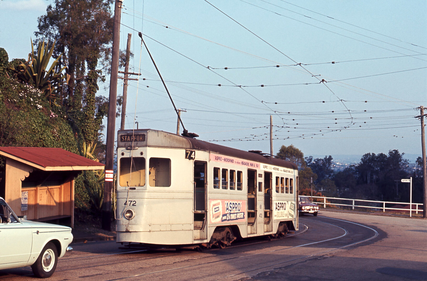 Tram No.  472 on Kaye Street, Bardon - 1968