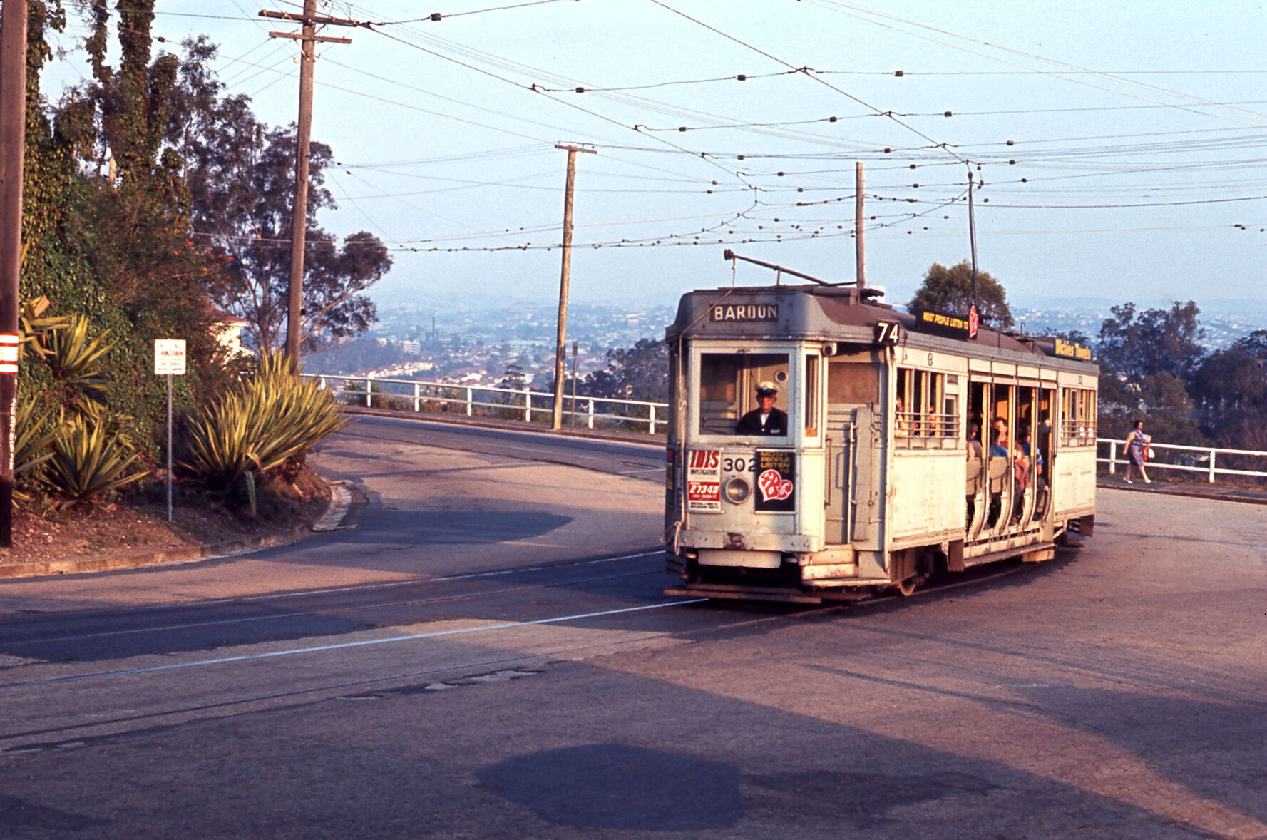 Tram No.  302 on Kaye Street, Bardon - 1968