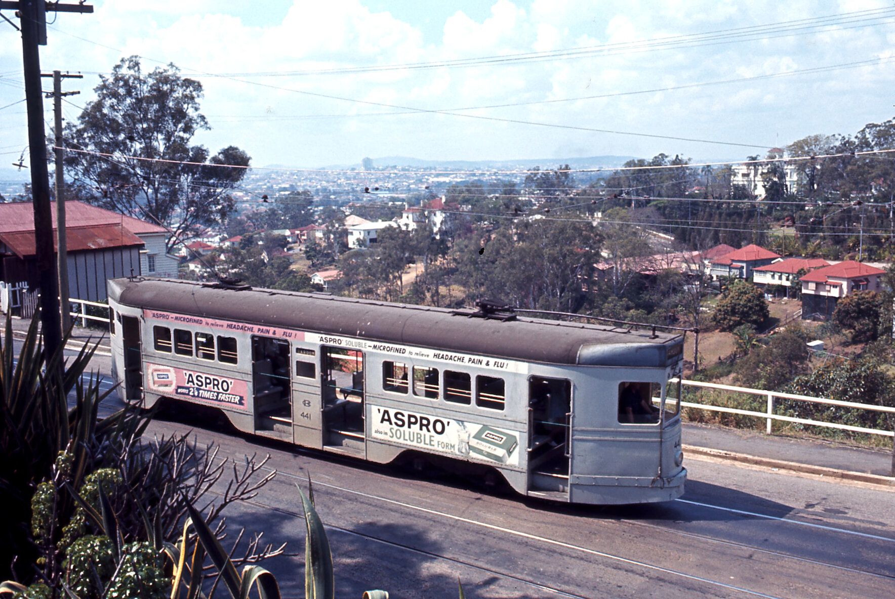 Tram No. 441 on Kaye Terrace, Bardon - 1968