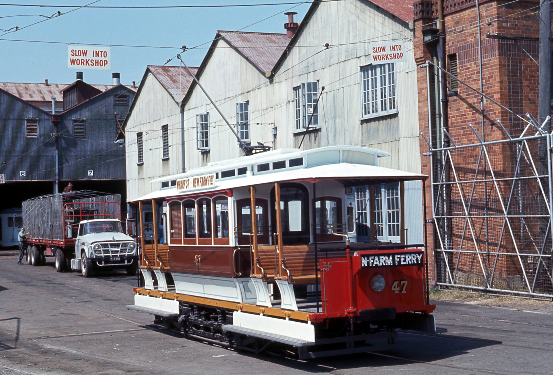Tram no. 47 at Milton workshop - 1968