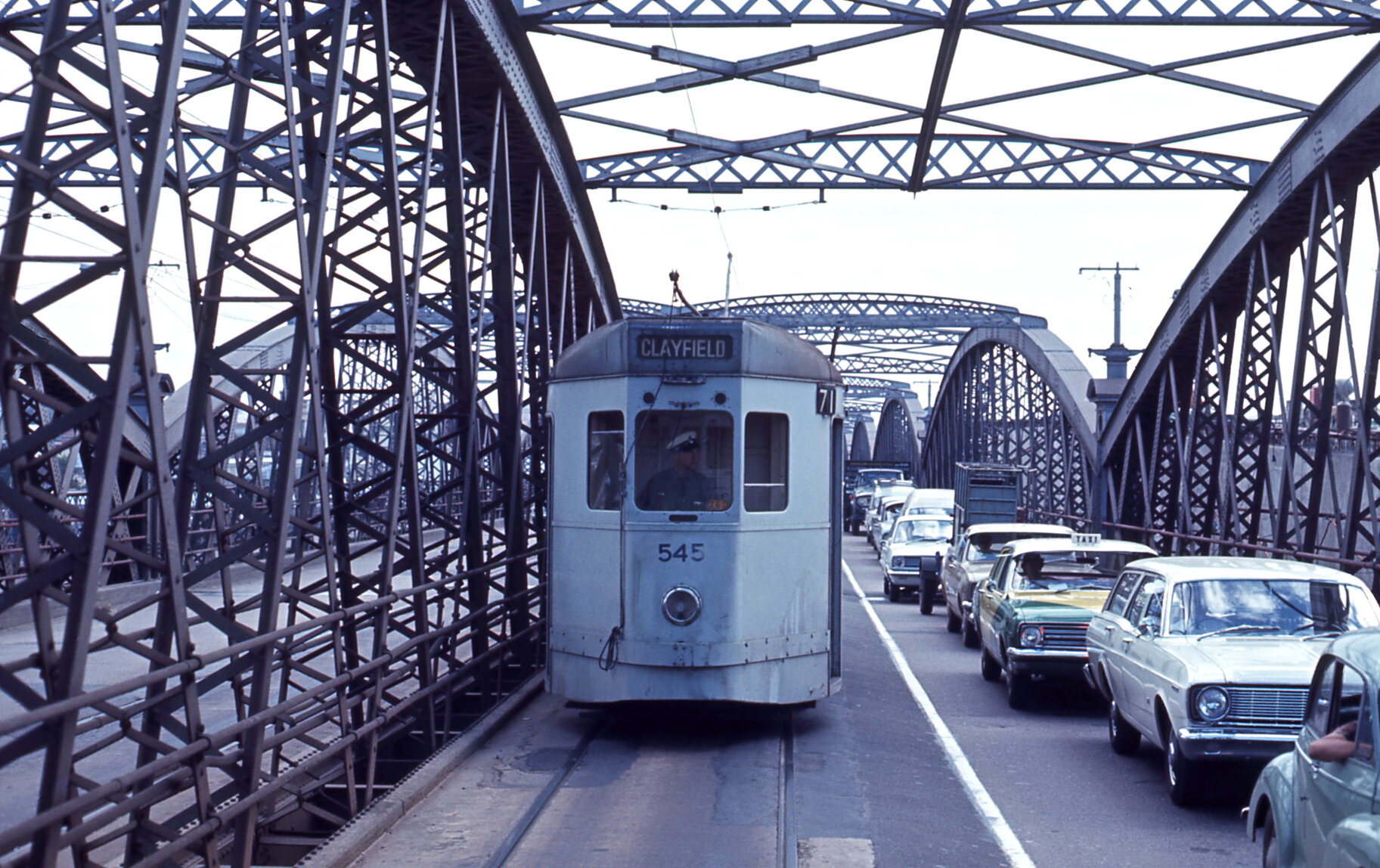 Tram No. 545 on Victoria Bridge - 1968