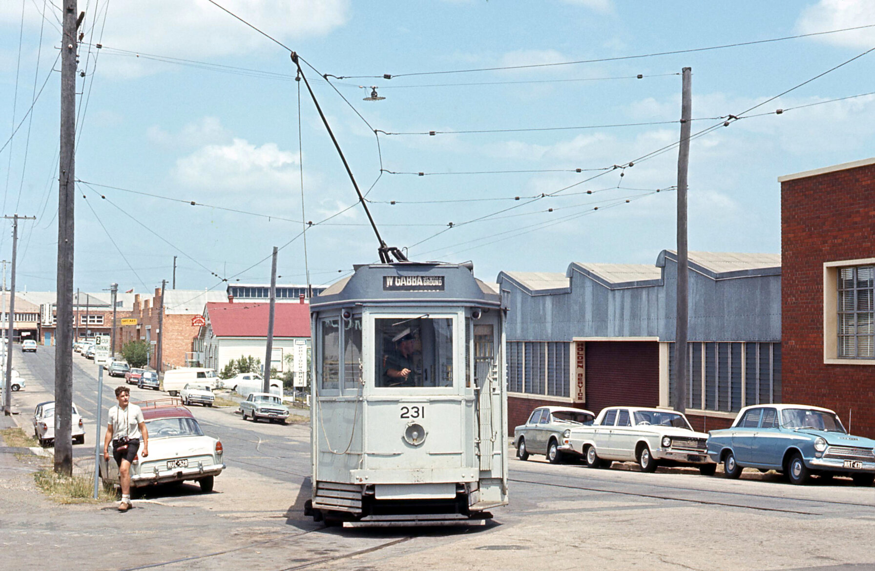Tram No. 231 on side road, Woolloongabba - 1968