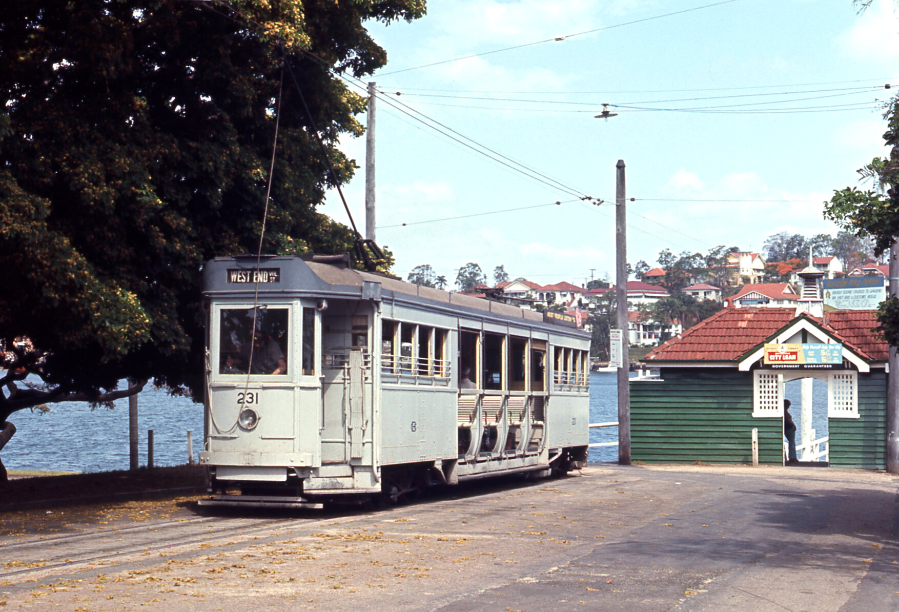 Tram 231 at West End ferry terminal - Orleigh Park - 1968