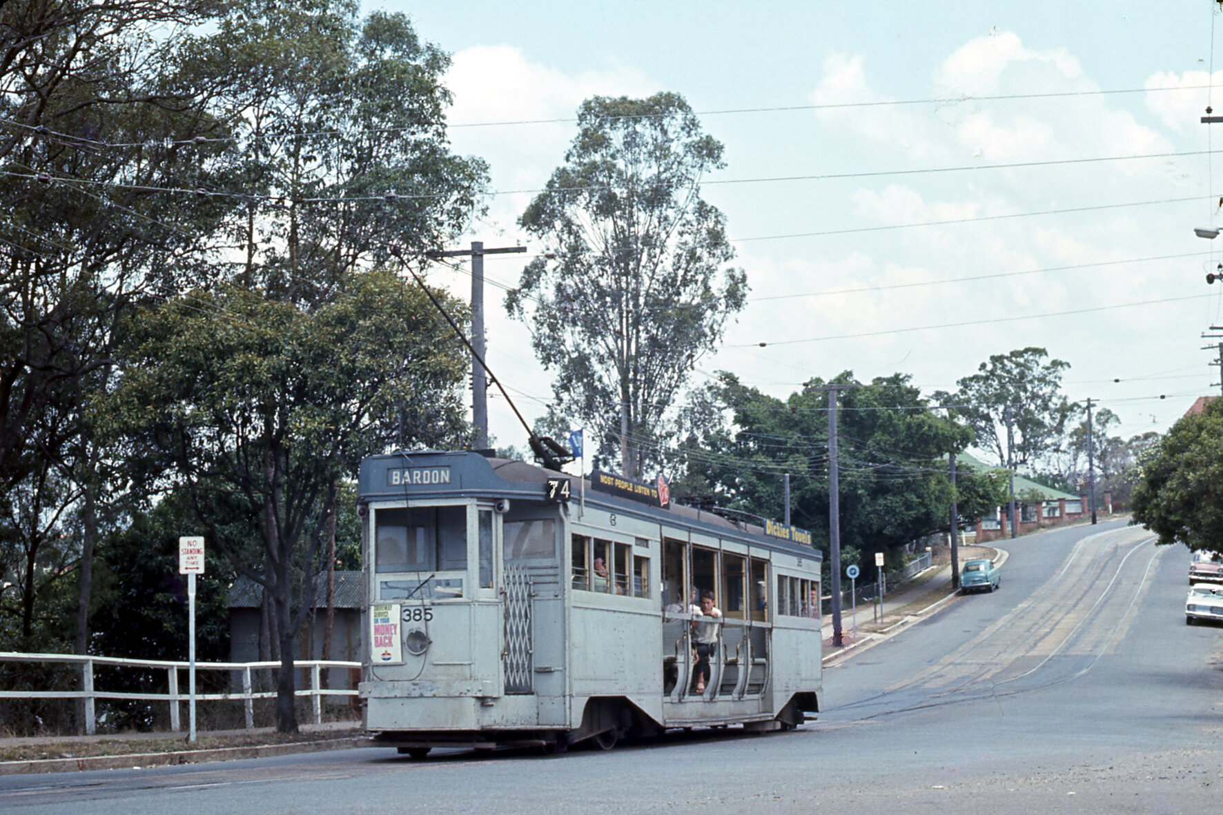 Tram No. 385 in Bardon - 1968