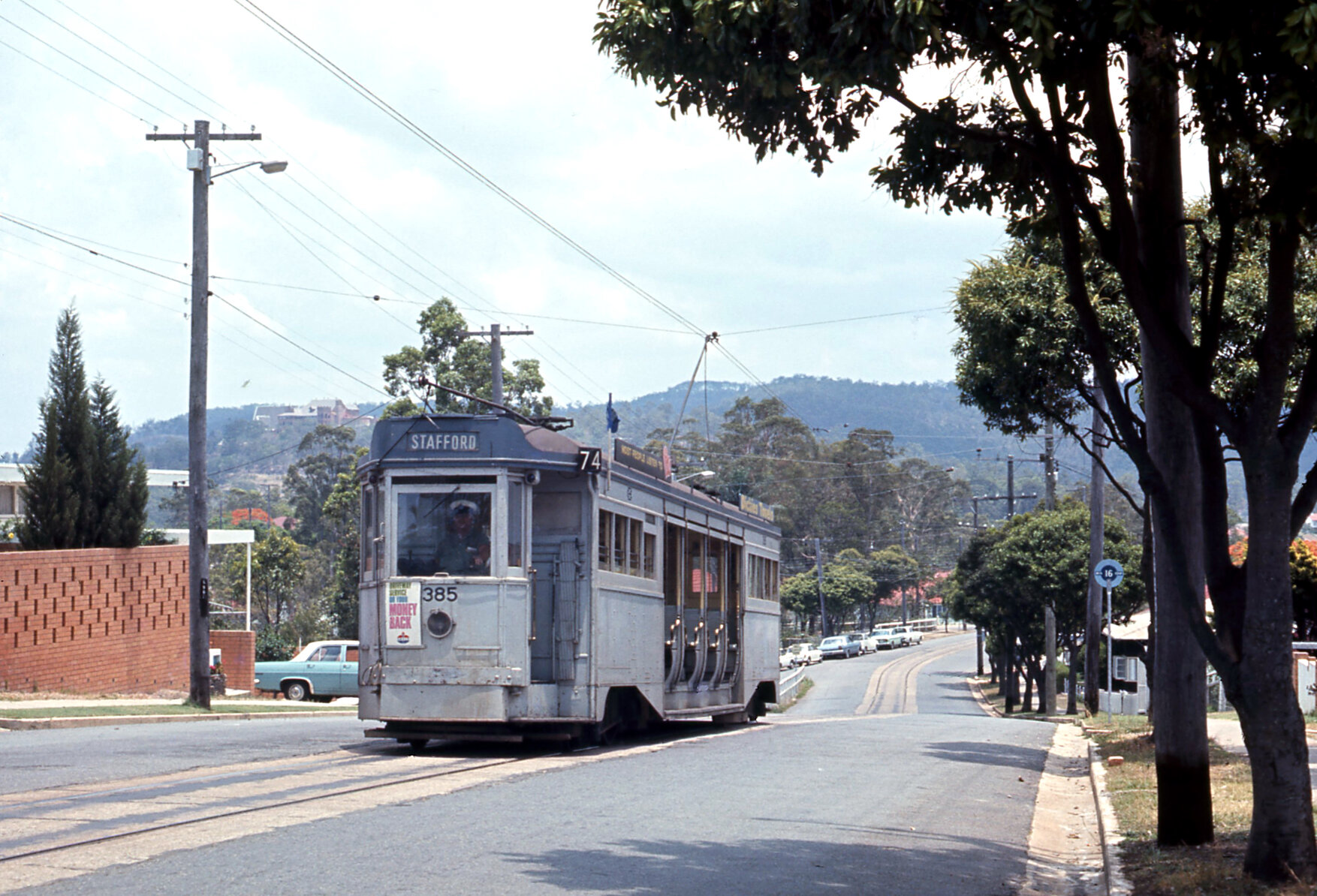 Tram No. 385 on Chiswick Road, Bardon - 1968