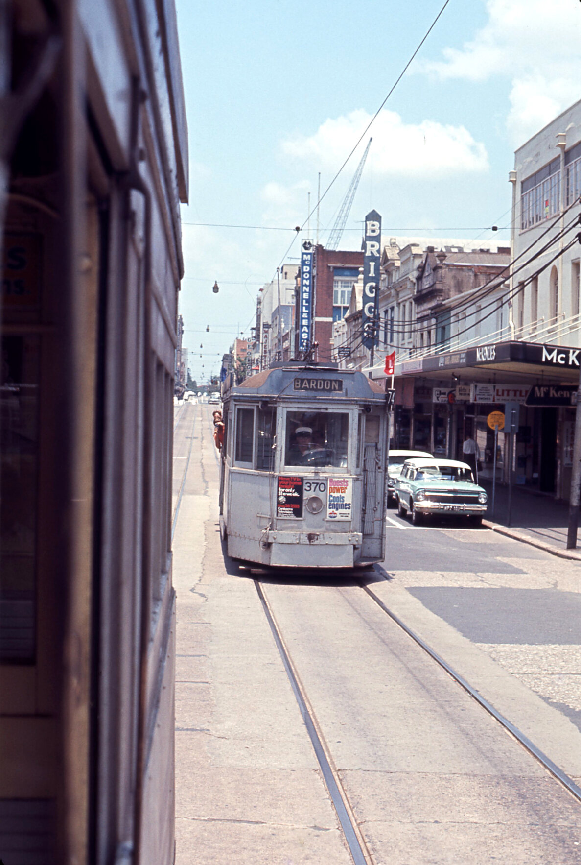 Tram No. 370 on George Street, Brisbane City - 1968