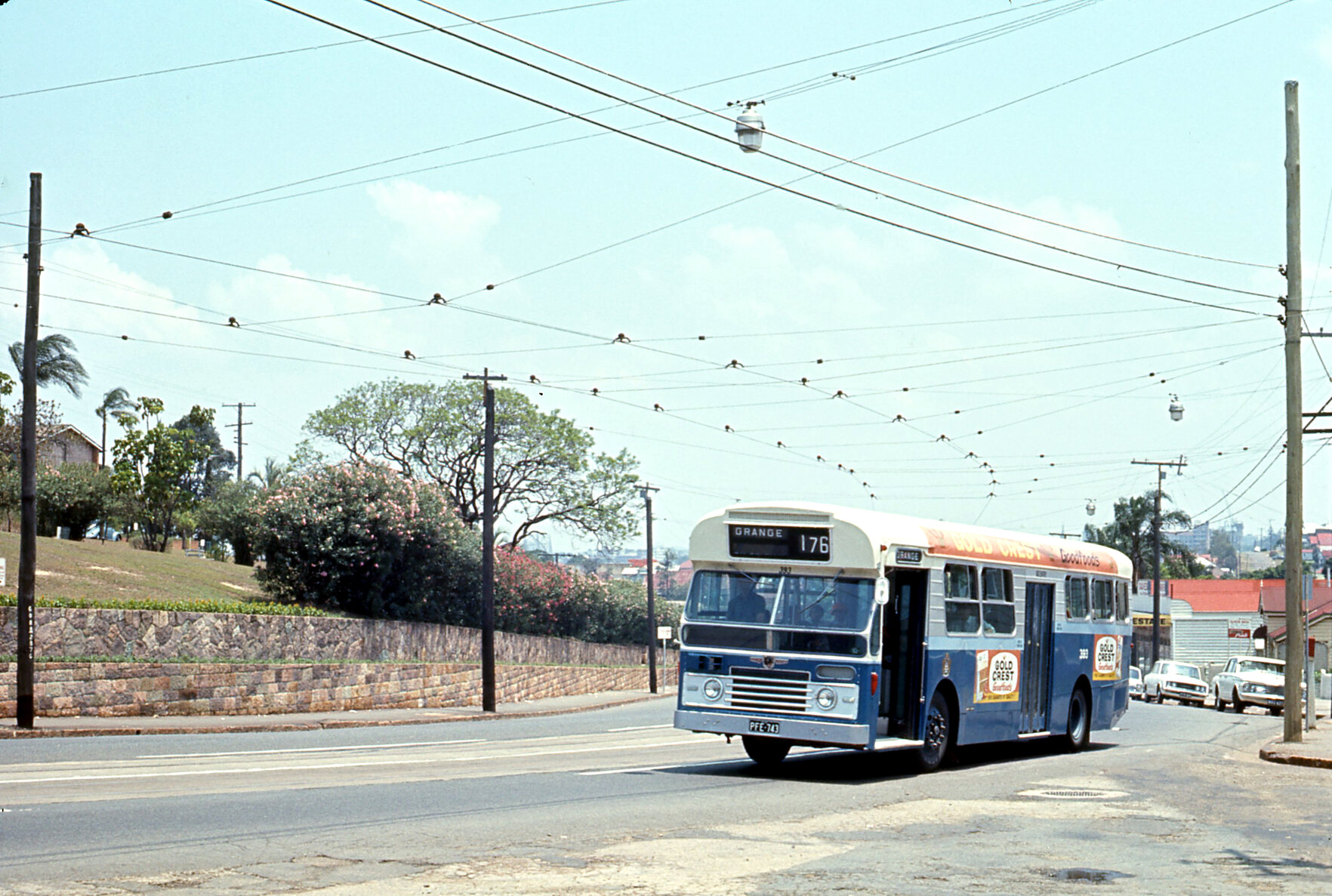 Leyland Panther bus No. 393 on Lutwyche Road - 1968