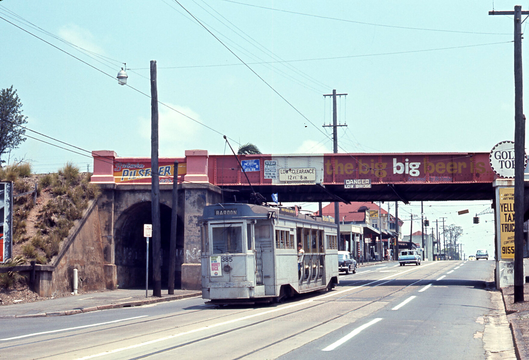 Tram No. 385 on Lutwyche Road, Windsor - 1968