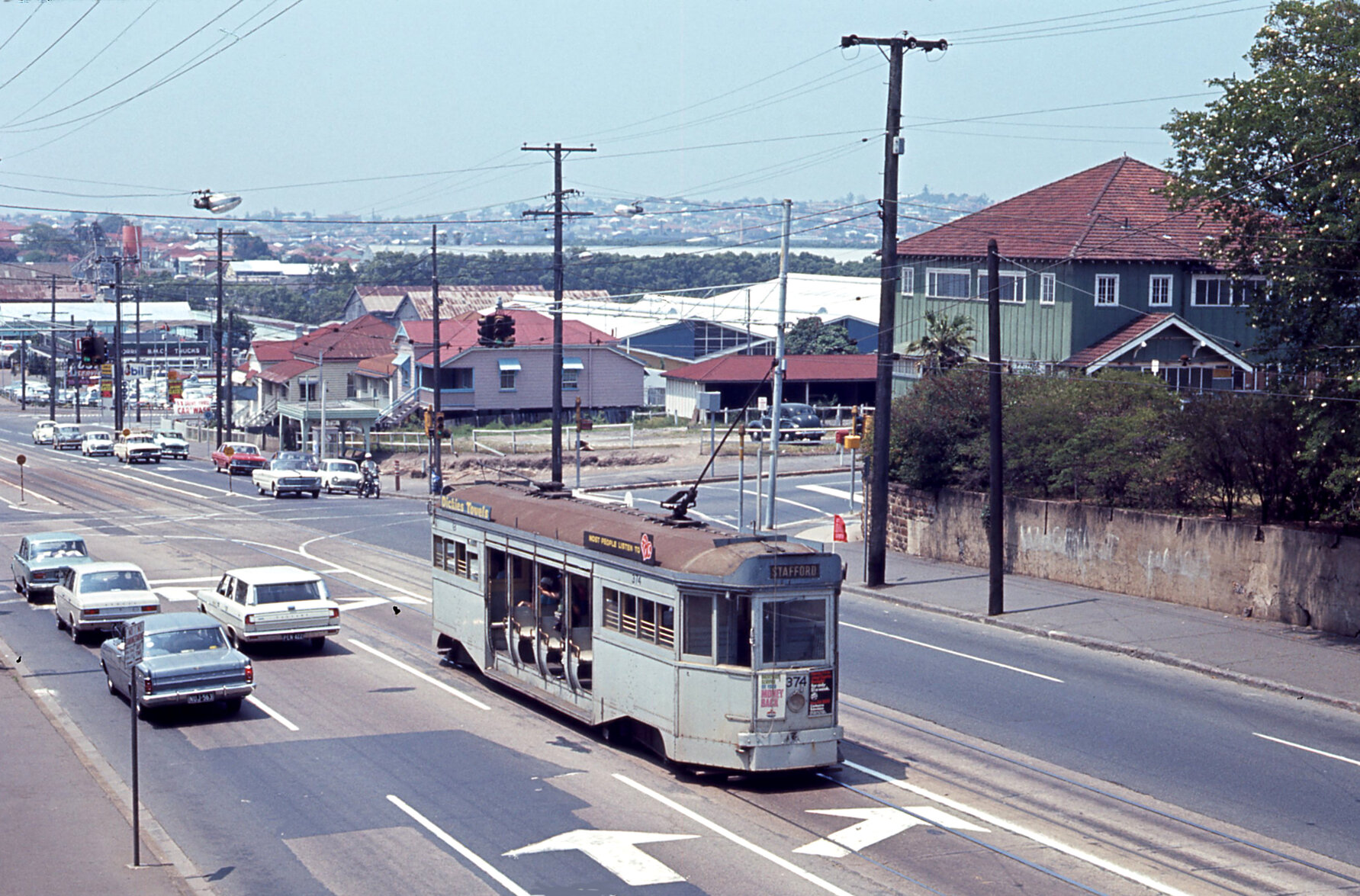 Tram No. 374 on Bowen Bridge Road, Bowen Hills - 1968