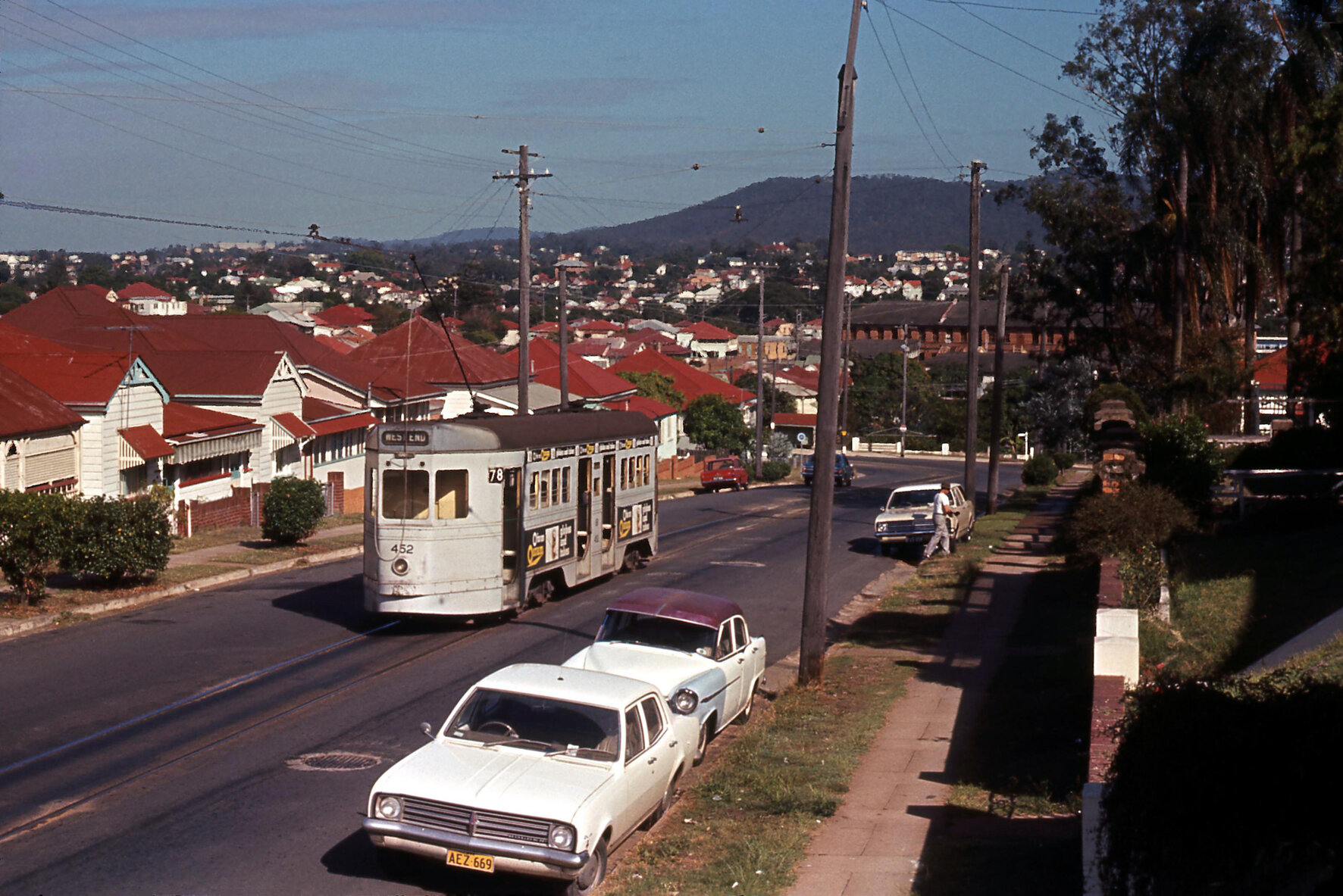 Tram No. 452 on Ganges Street, West End - 1969