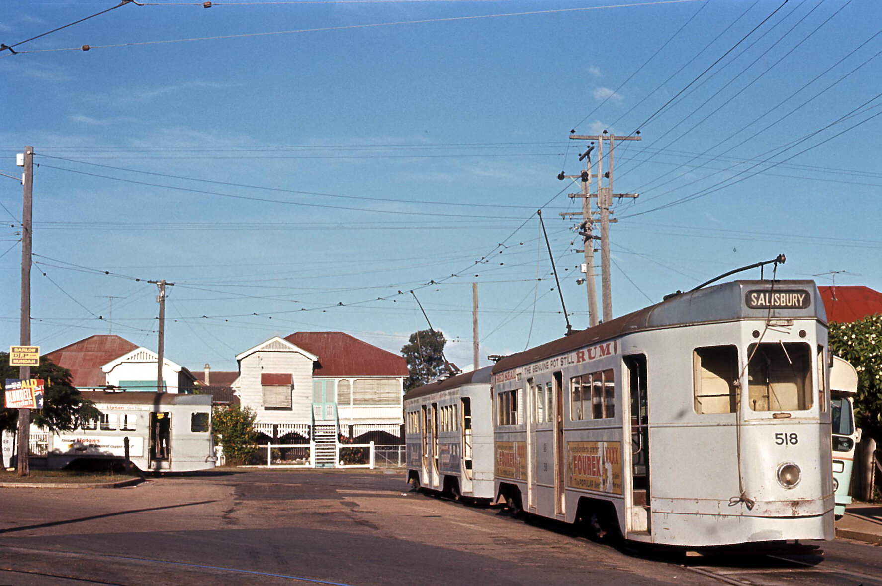 Trams No. 515 and No. 408 at terminus, Lancaster Road, Ascot - 1969