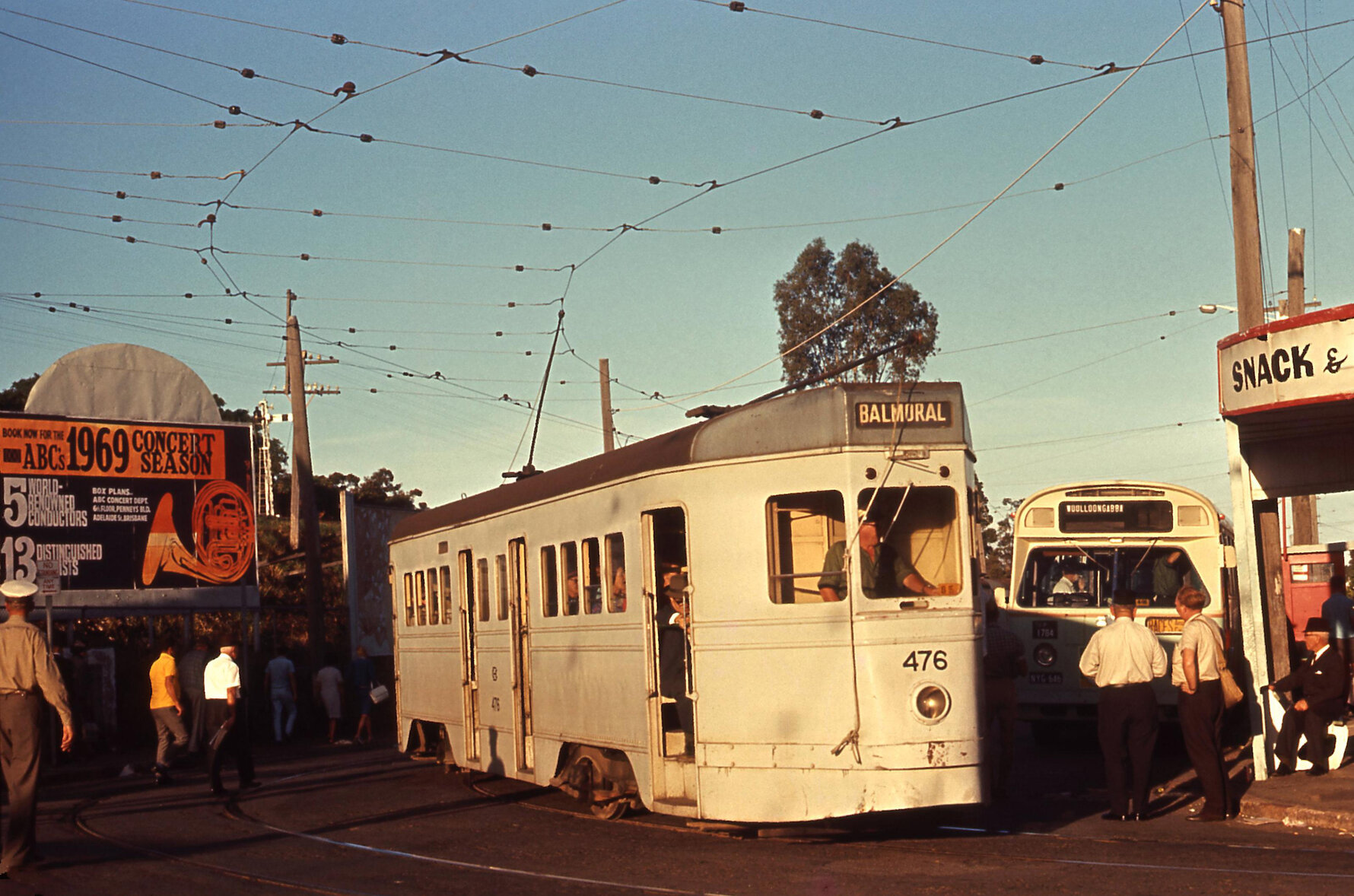 Tram No. 476 turning onto Racecourse Road, Ascot - 1969