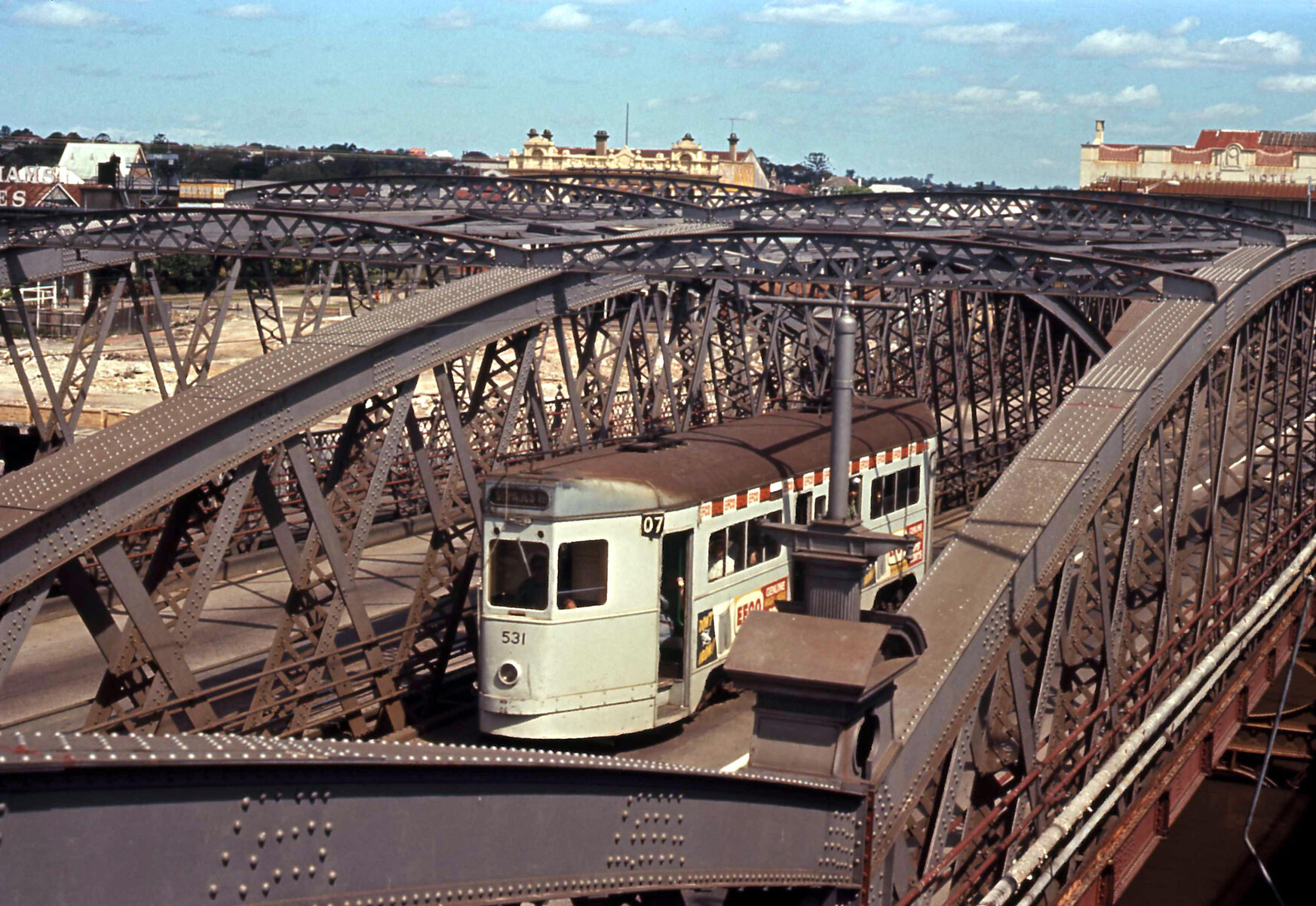 Tram No. 531 crossing Victoria Bridge - 1969
