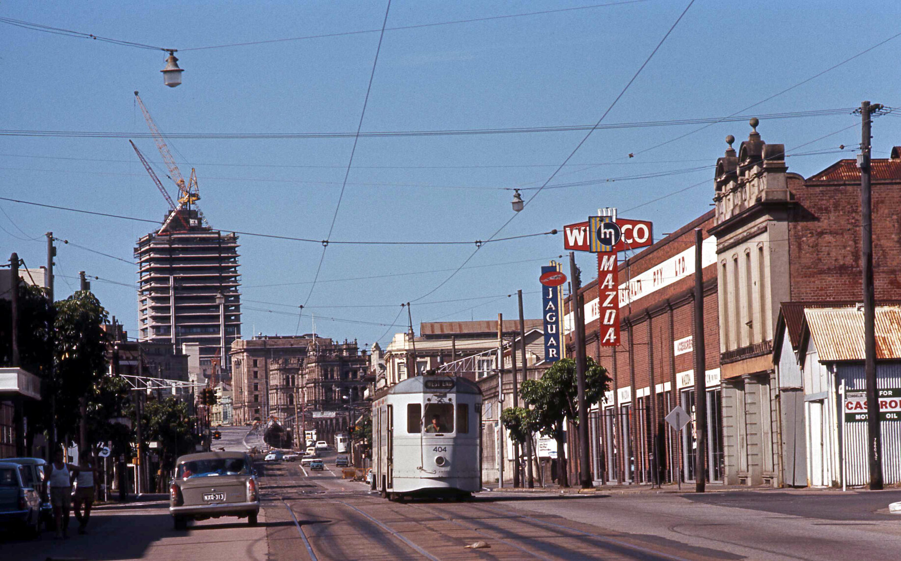 Tram No. 404 on Melbourne Street, South Brisbane - 1969