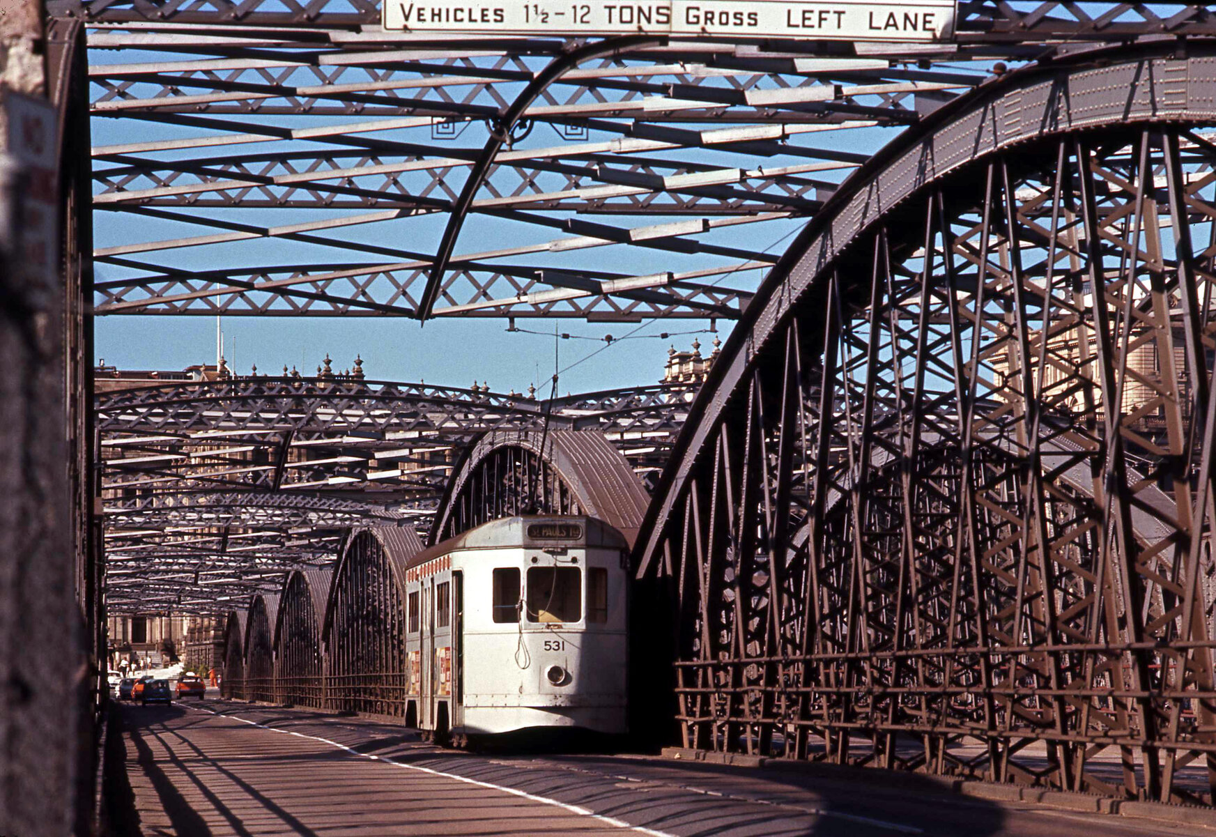 Tram No. 531 crossing Victoria Bridge - 1969