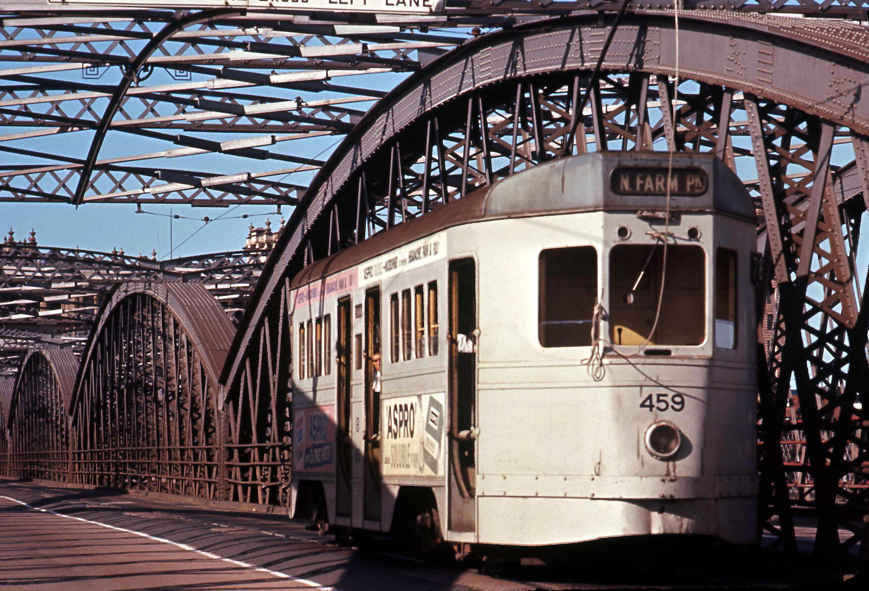 Tram No. 549 crossing Victoria Bridge - 1969