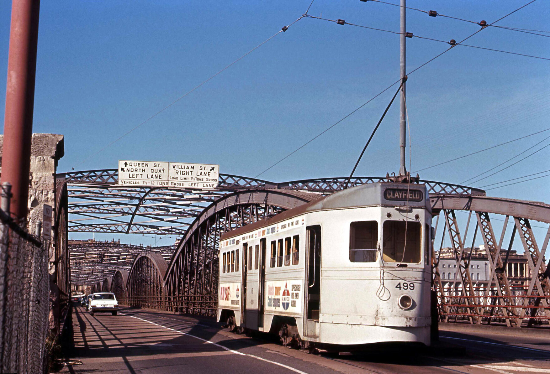 Tram No. 499 crossing Victoria Bridge - 1969
