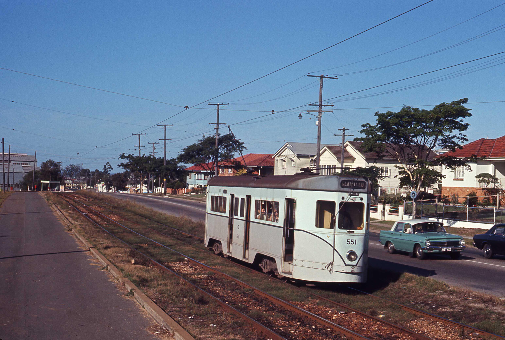 Tram No. 551 on Beaudesert Road, Moorooka - 1969