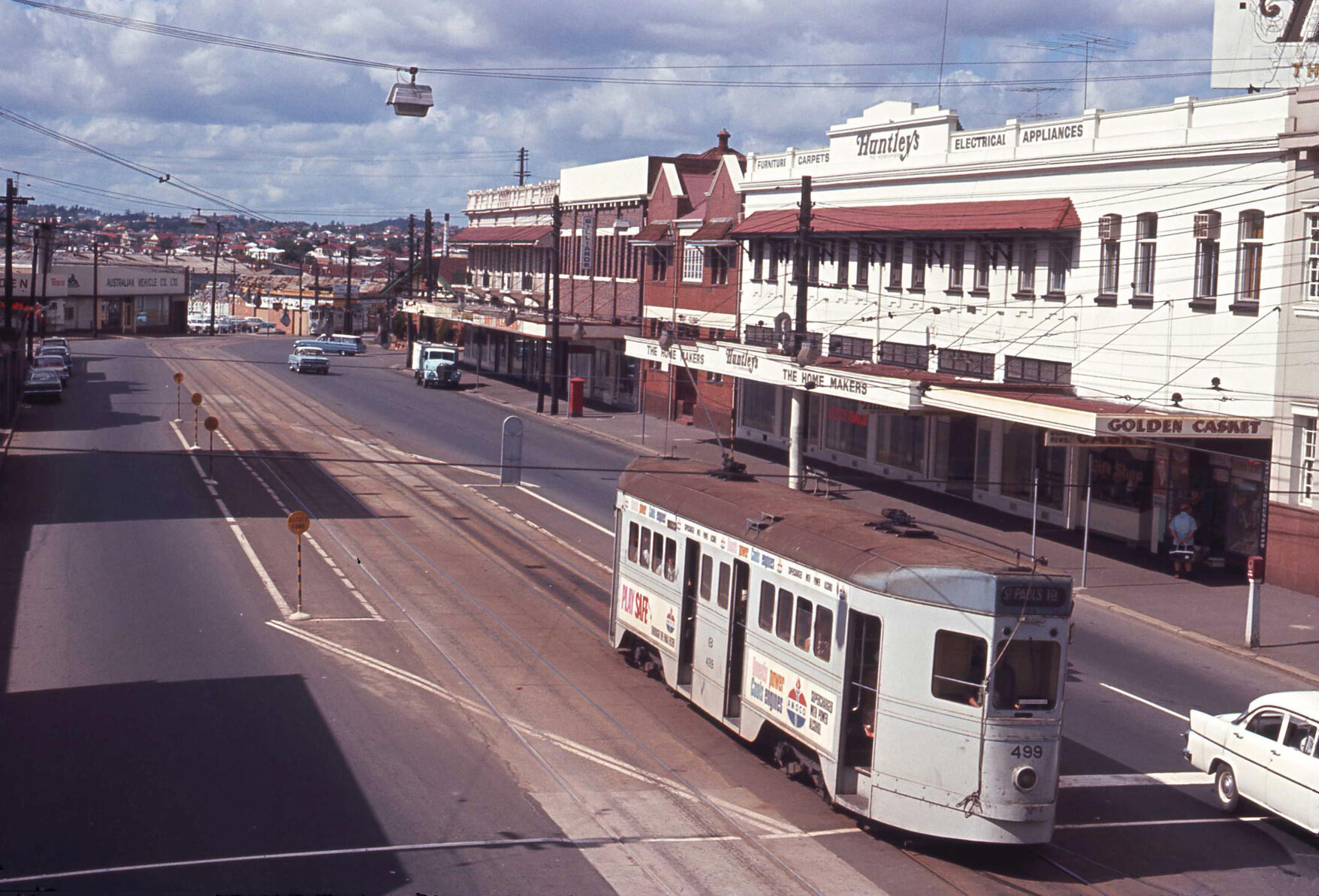 Tram No. 499 on Logan Road, Woolloongabba - 1969