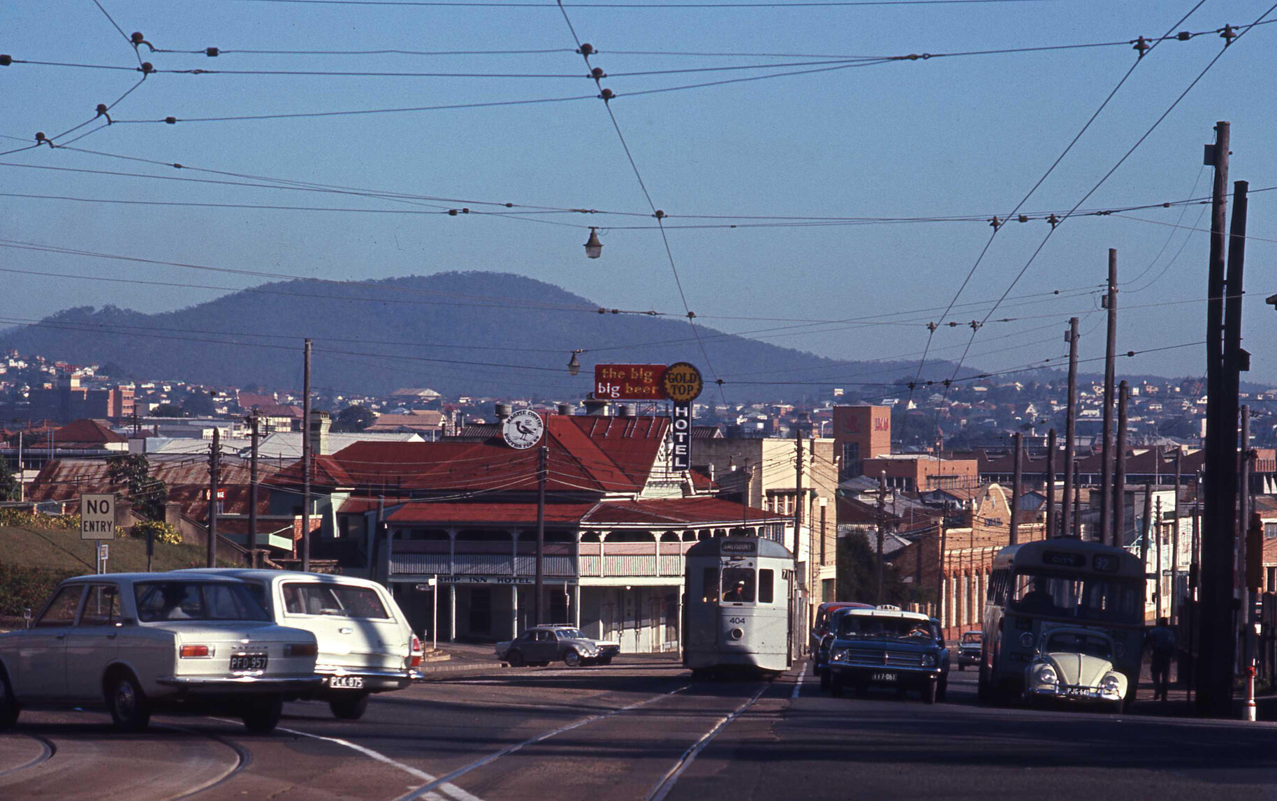 Tram No. 551 at junction of Stanley Street and Vulture Street, South Brisbane - 1969